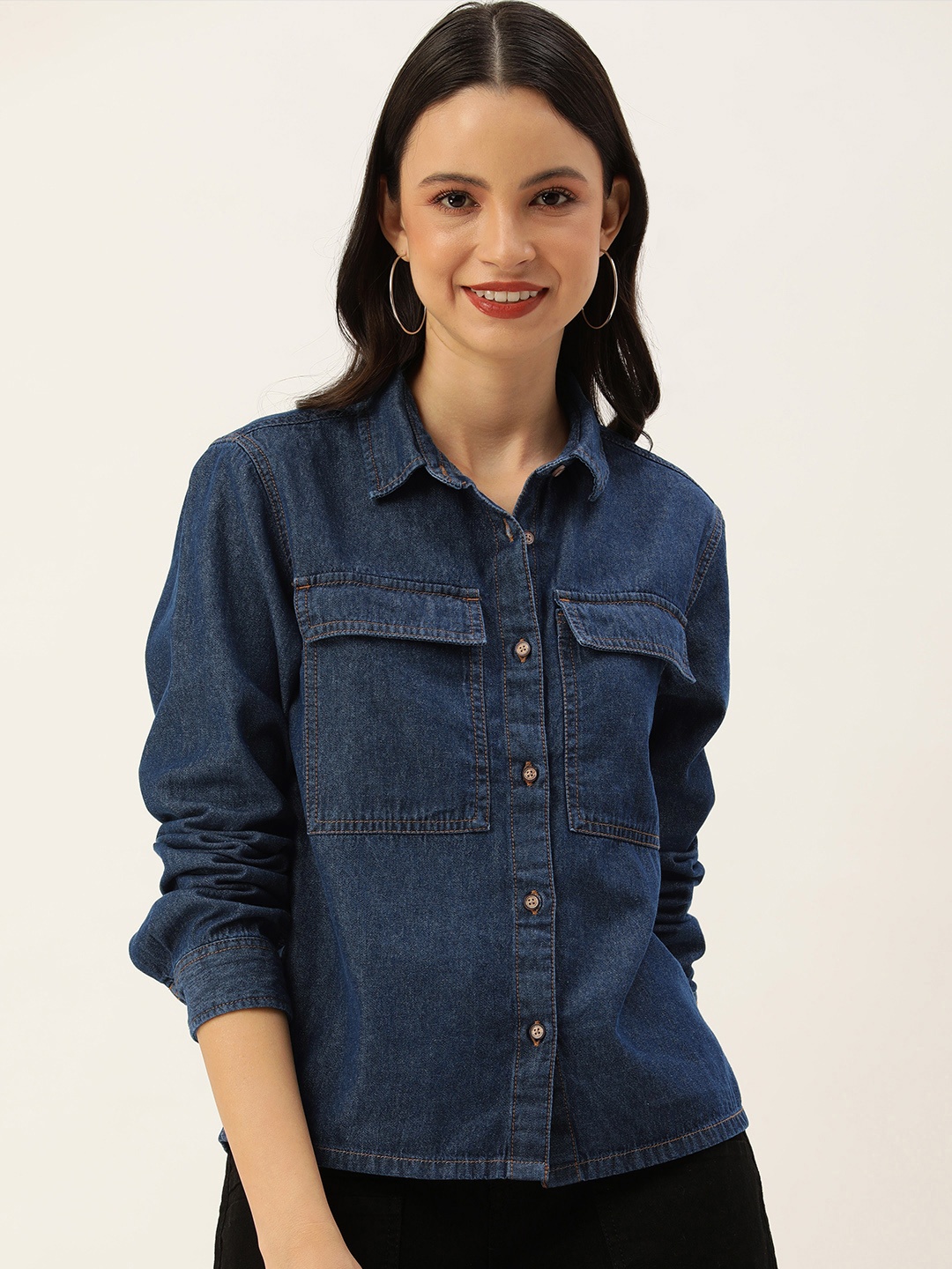 

Bene Kleed Pure Cotton Casual Denim Shirt, Navy blue