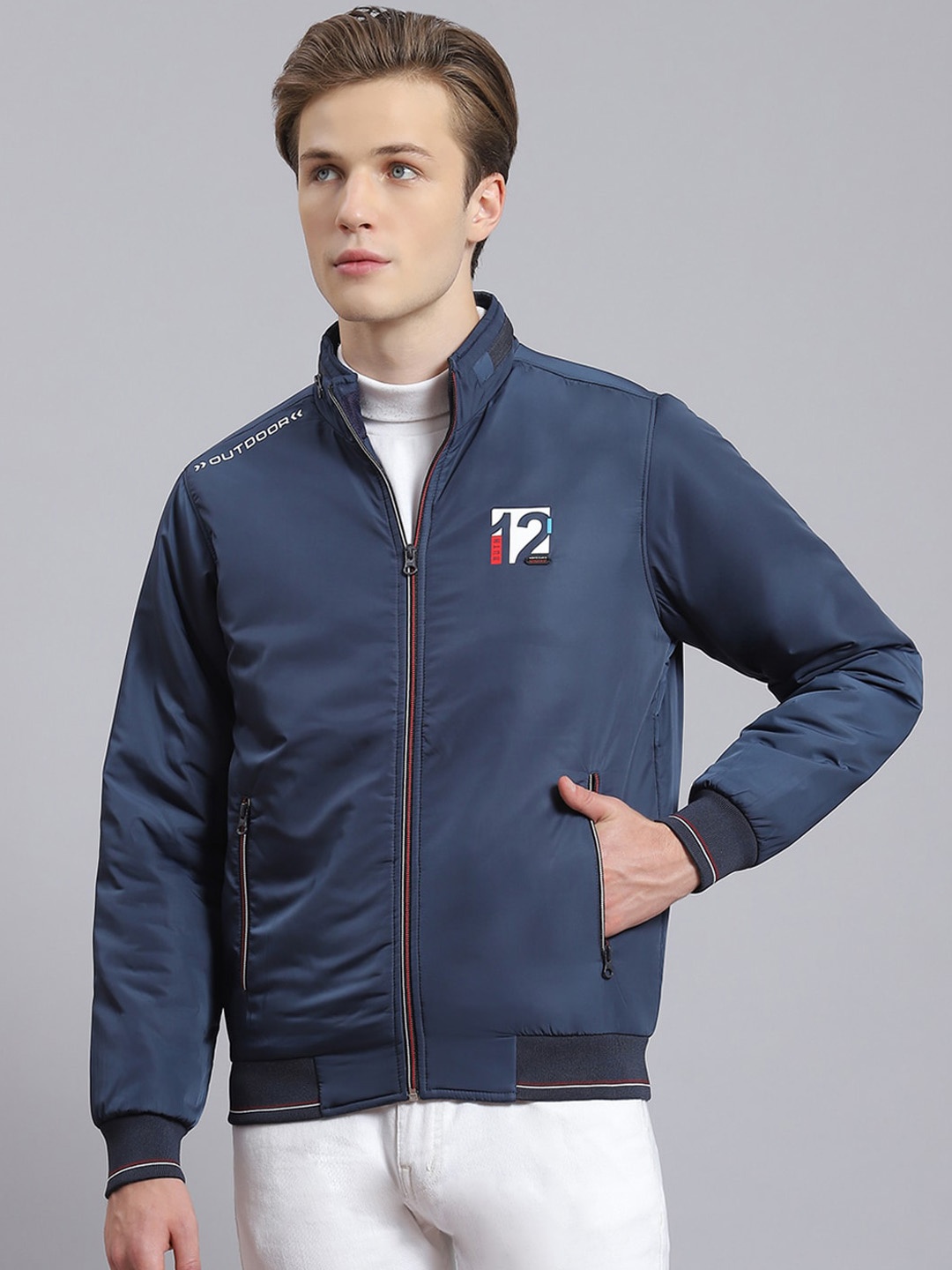 

Monte Carlo Mock Collar Lightweight Bomber Jacket, Navy blue