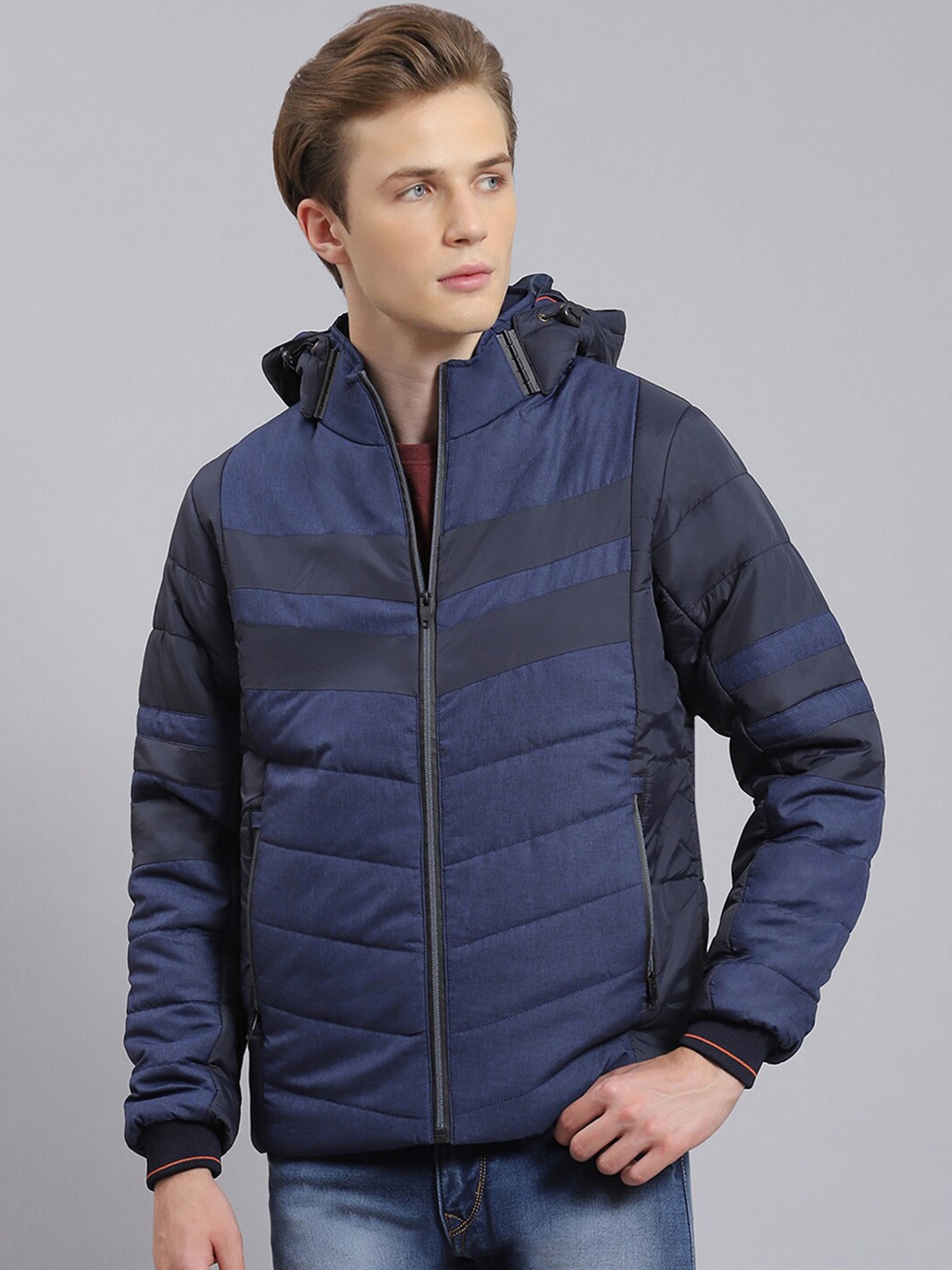 

Monte Carlo Colourblocked Hooded Lightweight Puffer Jacket, Blue