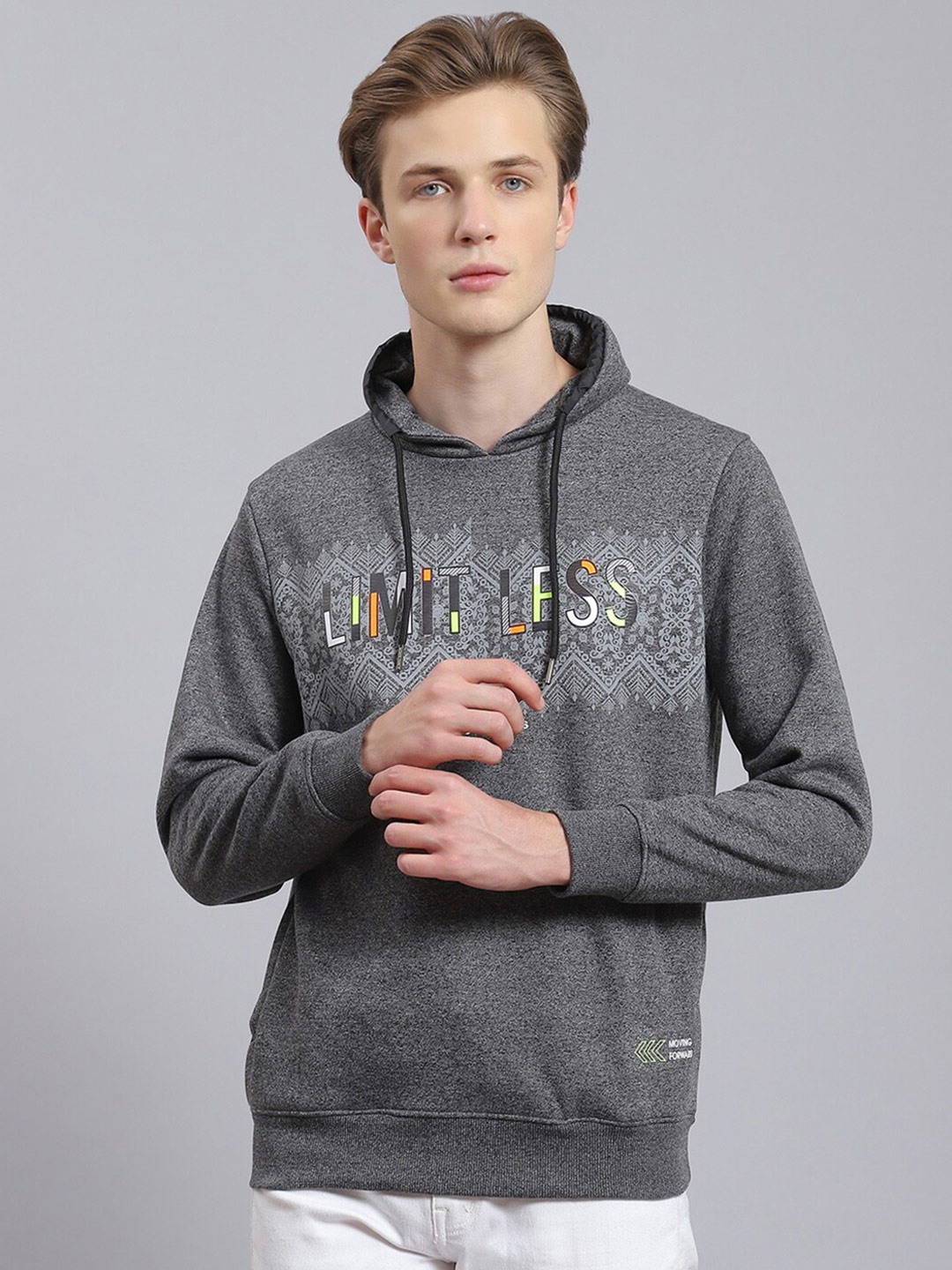 

Monte Carlo Typography Printed Turtle Neck Pullover, Grey