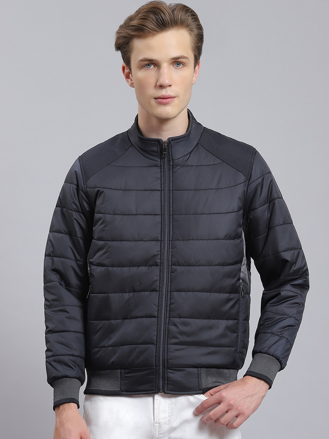 

Monte Carlo Mock Collar Lightweight Bomber Jacket, Navy blue