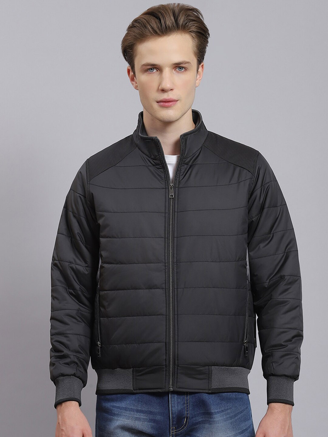 

Monte Carlo Lightweight Mock Collar Bomber Jacket, Black