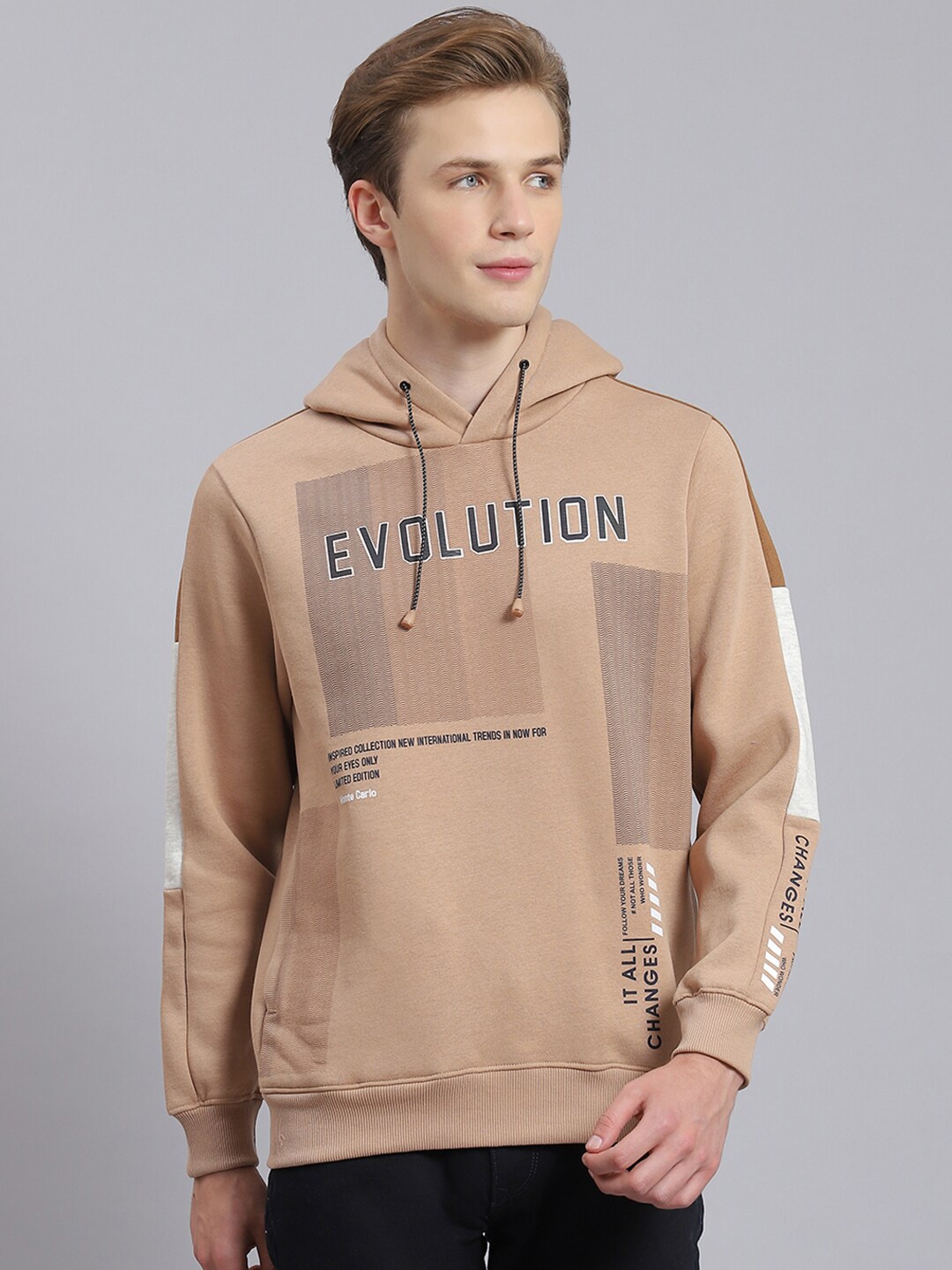 

Monte Carlo Typography Printed Hooded Pullover Sweatshirt, Brown