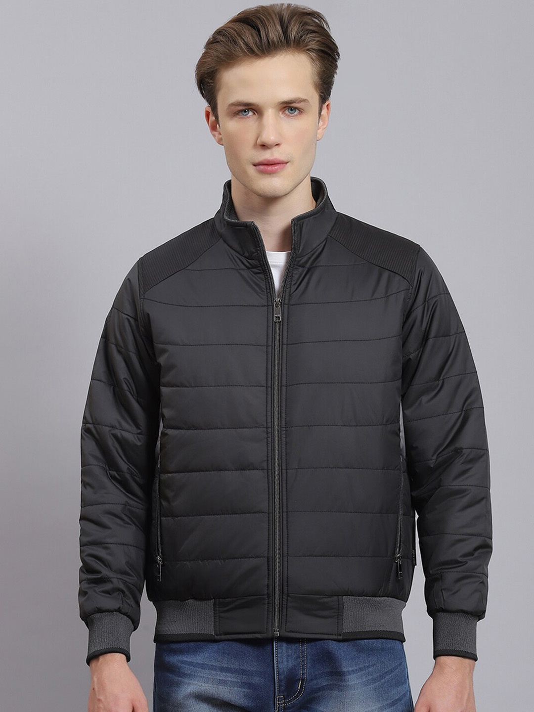 

Monte Carlo Mock Collar Lightweight Bomber Jacket, Black