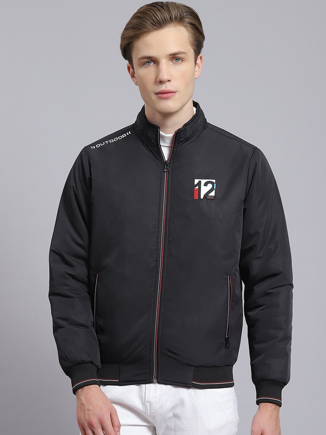 

Monte Carlo Mock Collar Lightweight Bomber Jacket, Black