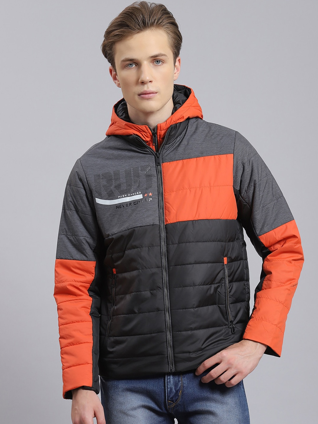 

Monte Carlo Colourblocked Hooded Lightweight Padded Jacket, Black