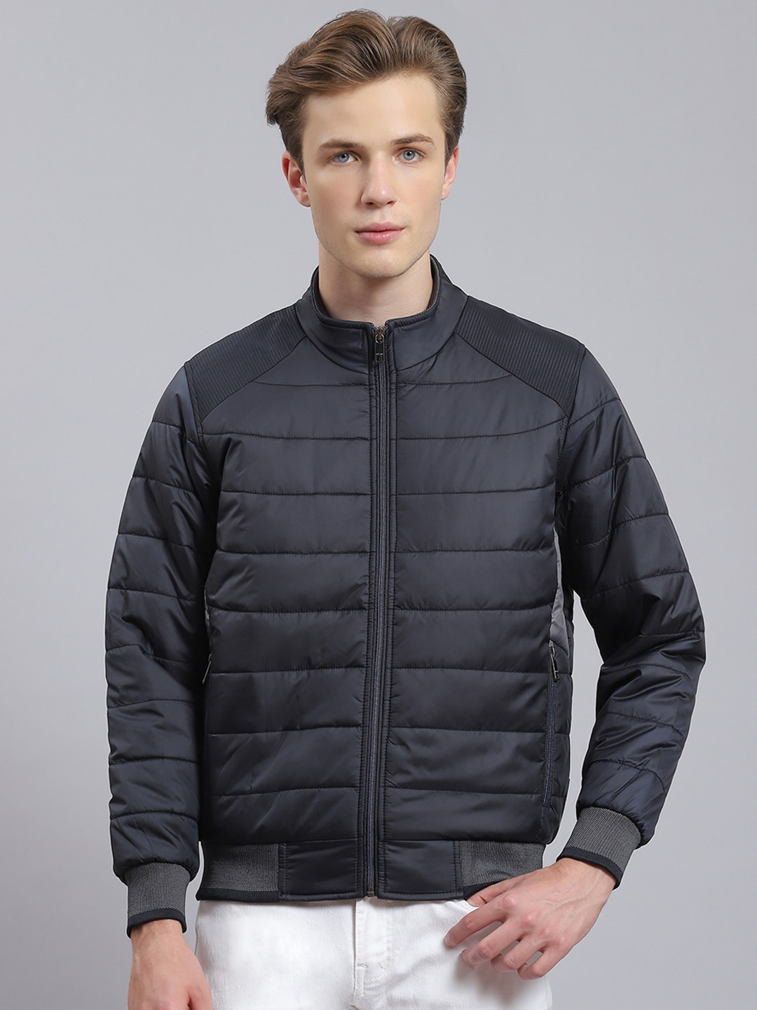 

Monte Carlo Mock Collar Lightweight Bomber Jacket, Navy blue