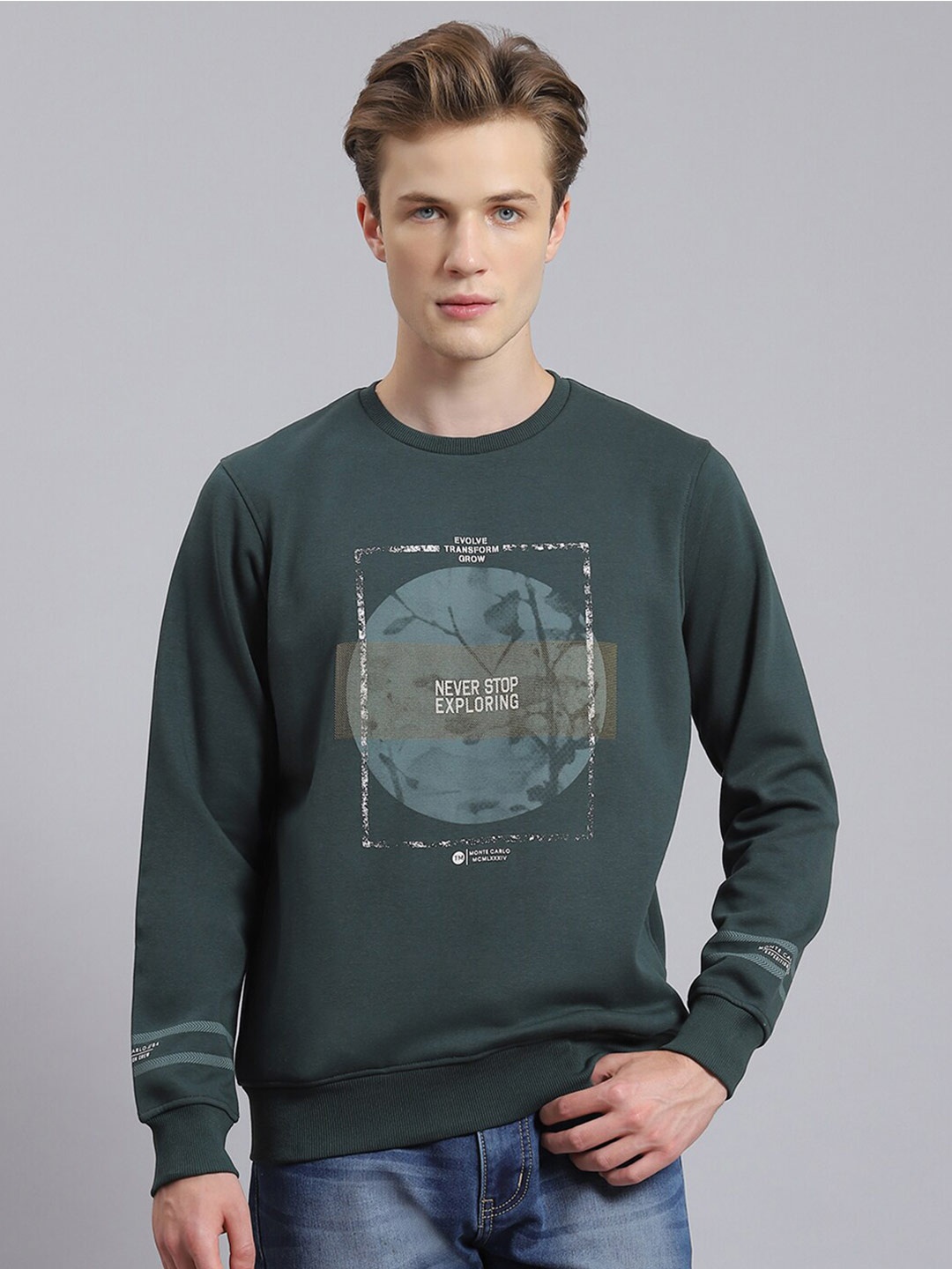 

Monte Carlo Graphic Printed Cotton Sweatshirt, Green