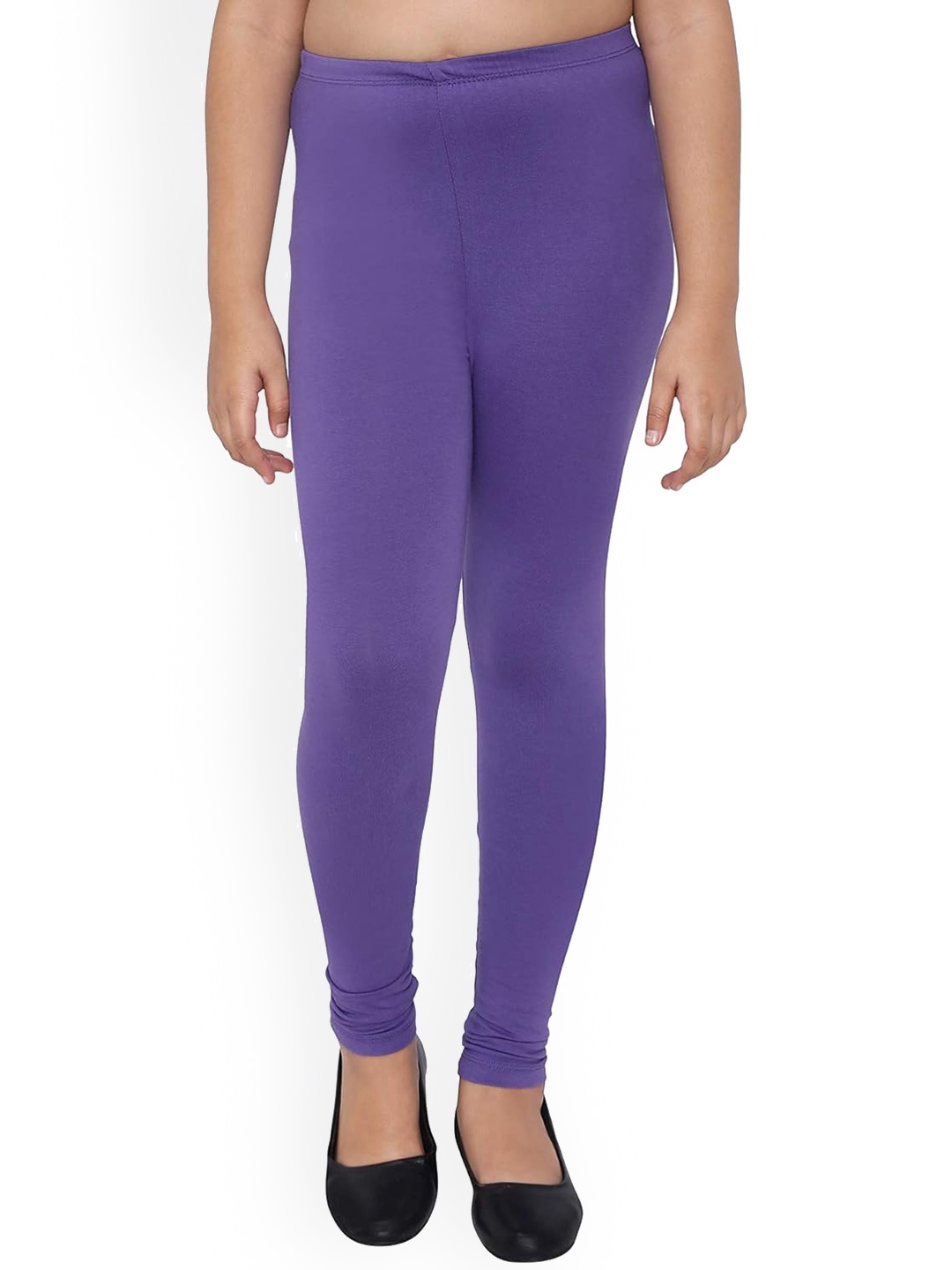 

FRENCH KLEIDER Girls Pure Cotton Churidar Length Leggings, Purple