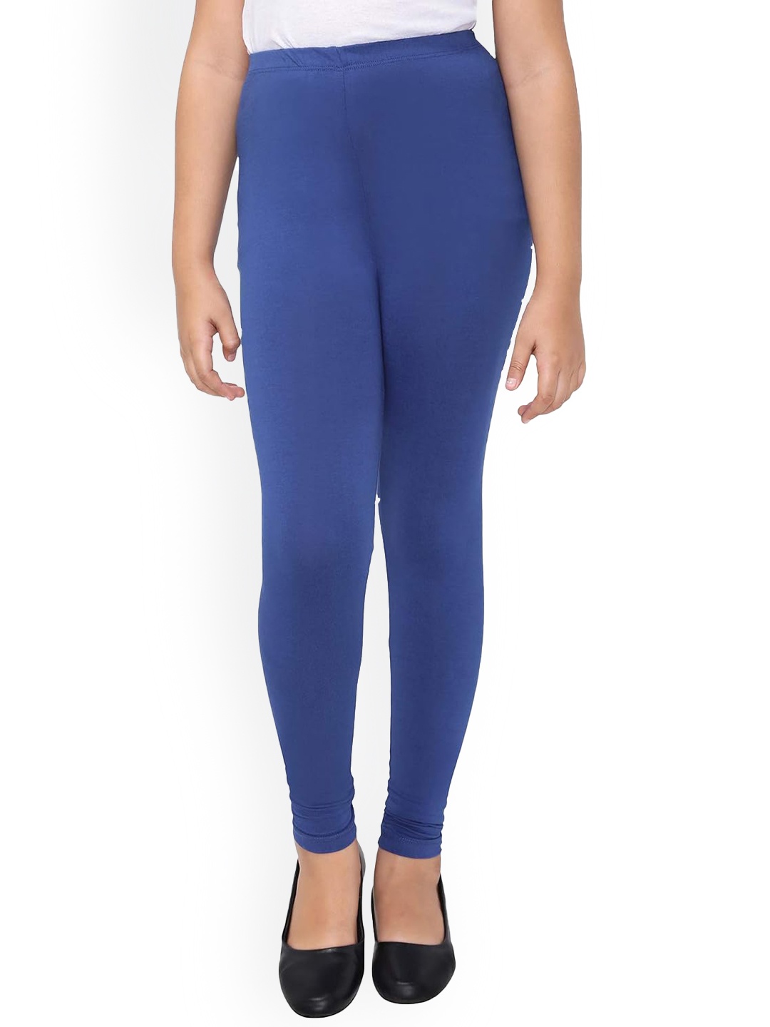 

FRENCH KLEIDER Girls Pure Cotton Churidar Length Leggings, Blue