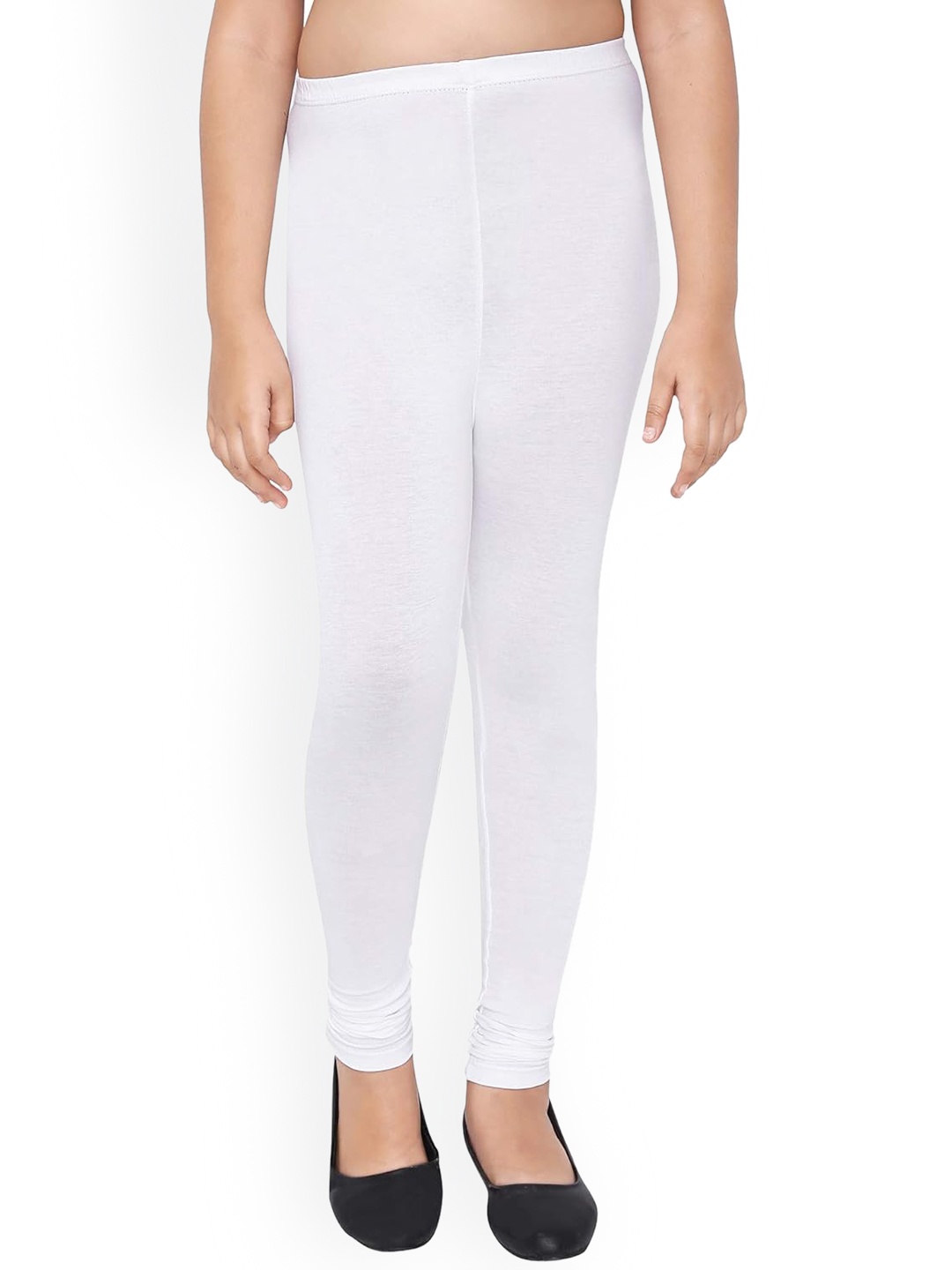 

FRENCH KLEIDER Girls Pure Cotton Churidar Length Leggings, White
