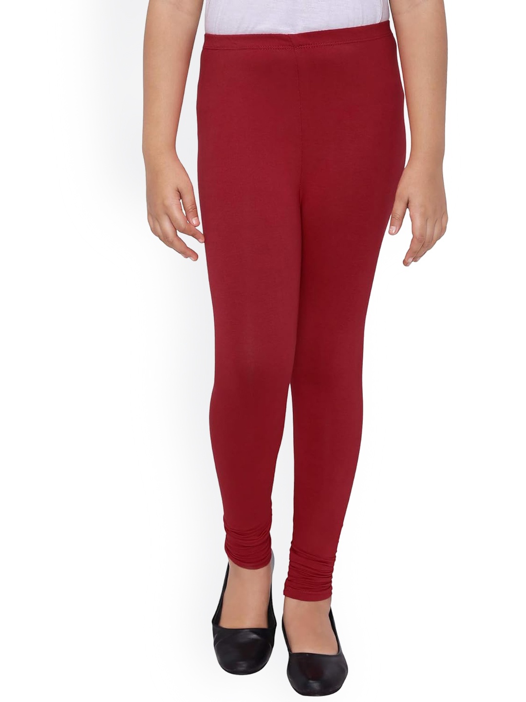 

FRENCH KLEIDER Girls Pure Cotton Churidar Length Leggings, Red