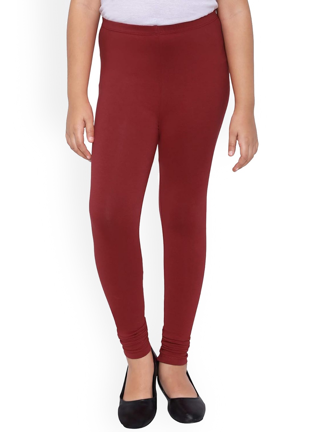 

FRENCH KLEIDER Girls Pure Cotton Churidar Length Leggings, Maroon