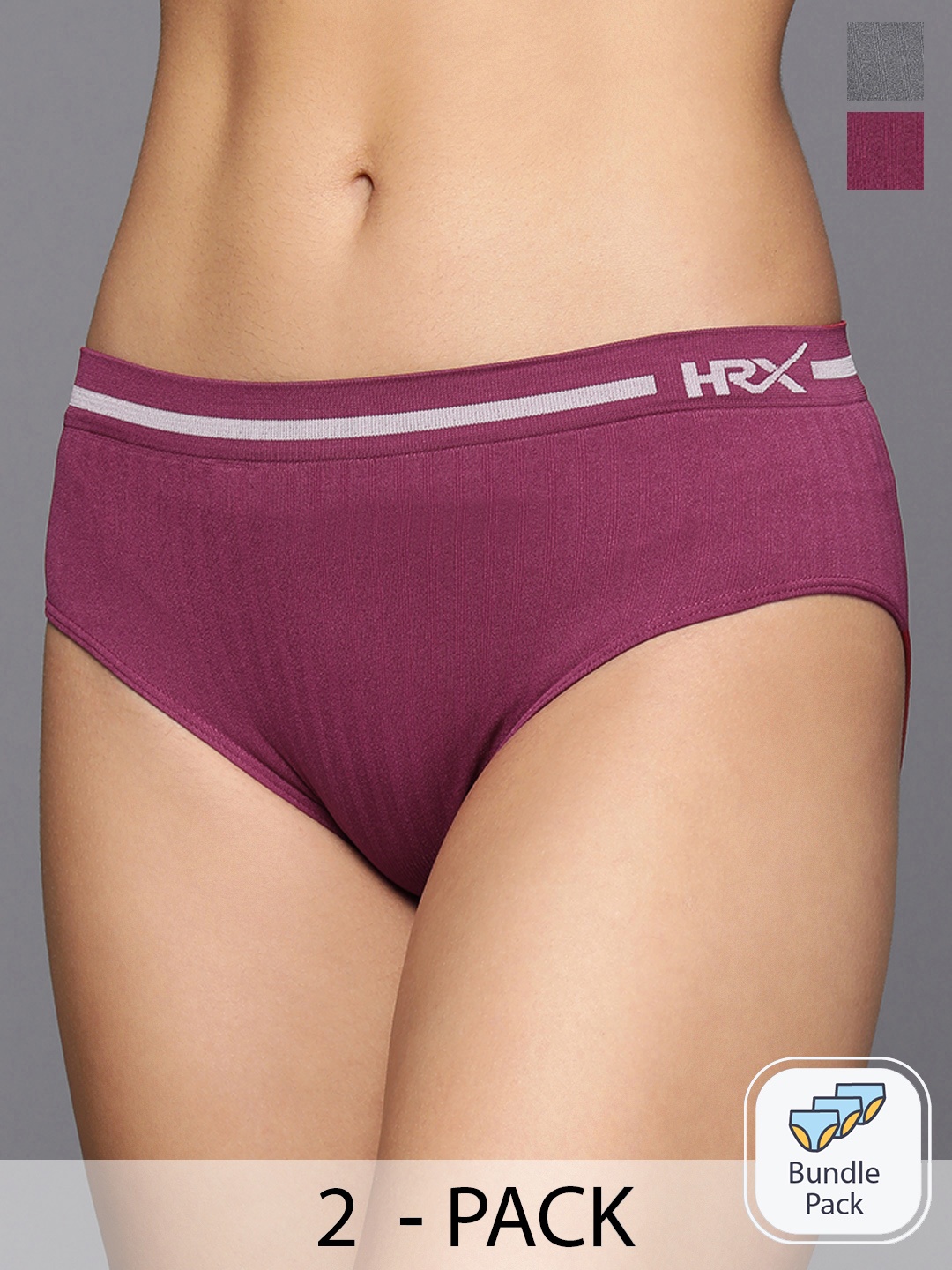 

HRX by Hrithik Roshan Set of 2 Assorted Anti Microbial Mid-Rise Seamless Briefs, Red