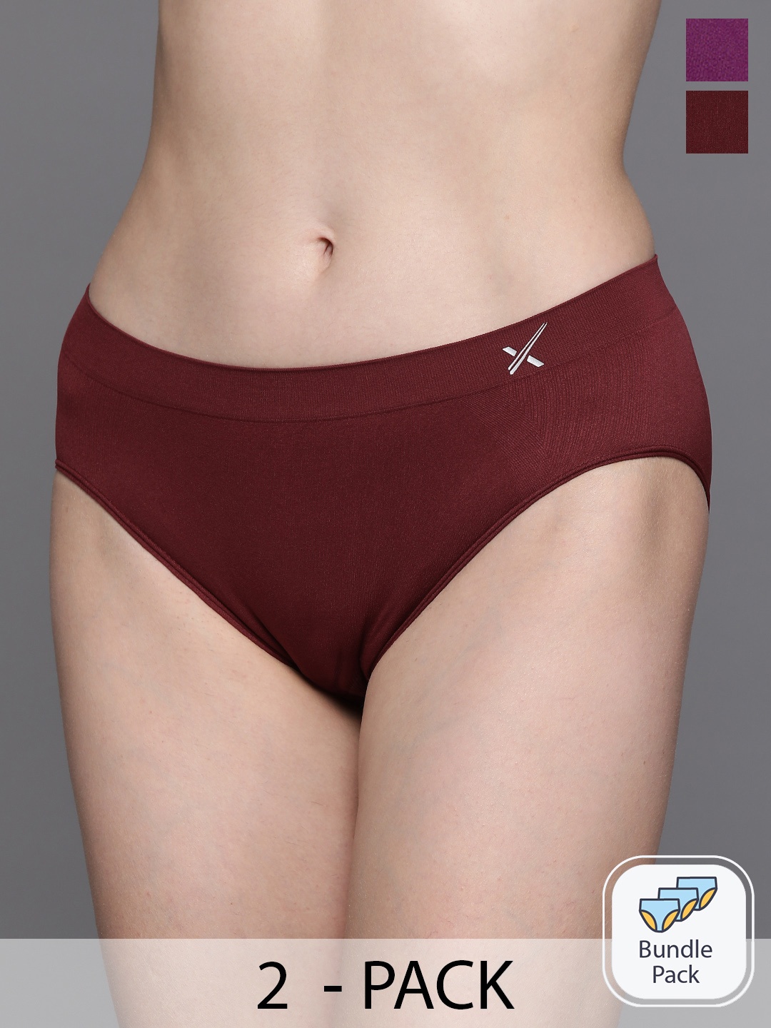 

HRX by Hrithik Roshan Women Pack Of 2 Assorted Anti Microbial Seamless Briefs