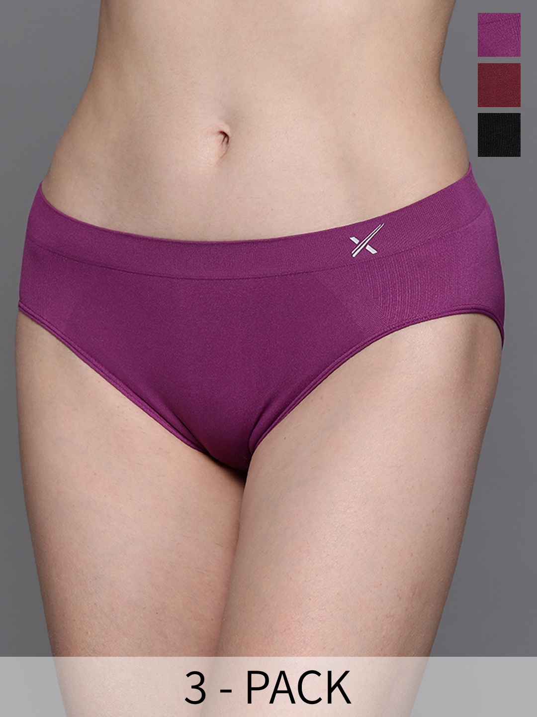 

HRX by Hrithik Roshan Women Pack Of 3 Assorted Anti Microbial Seamless Briefs