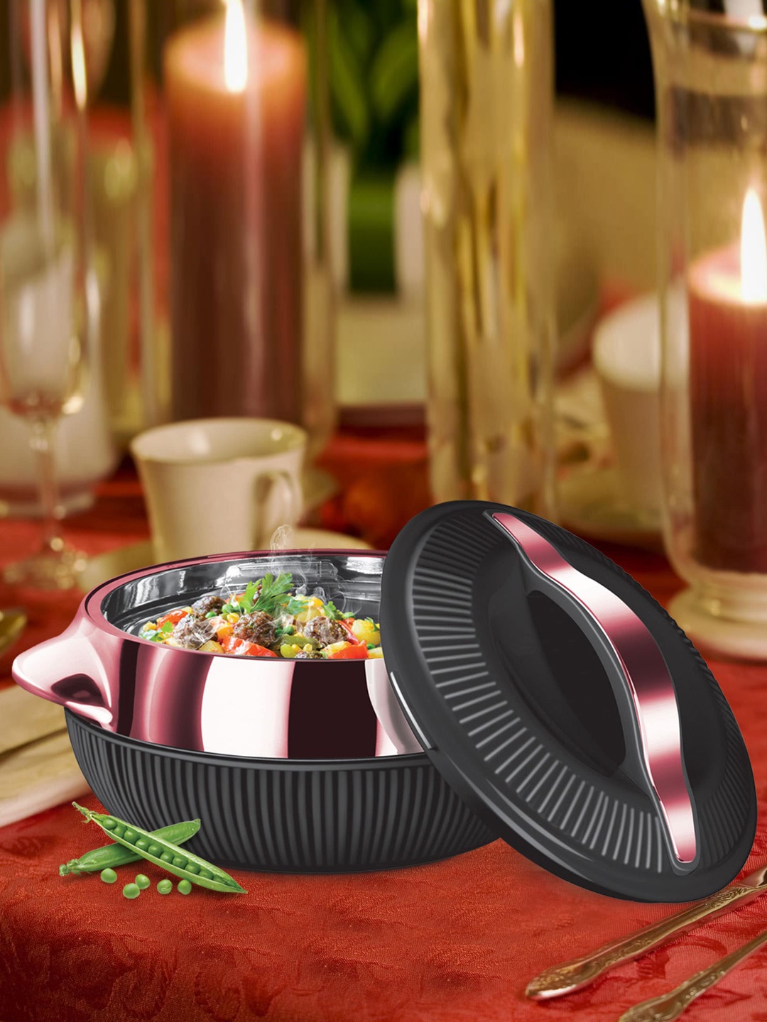 

Milton Fiesta 2500 Black & Rose Gold Insulated Inner Stainless Steel Casserole