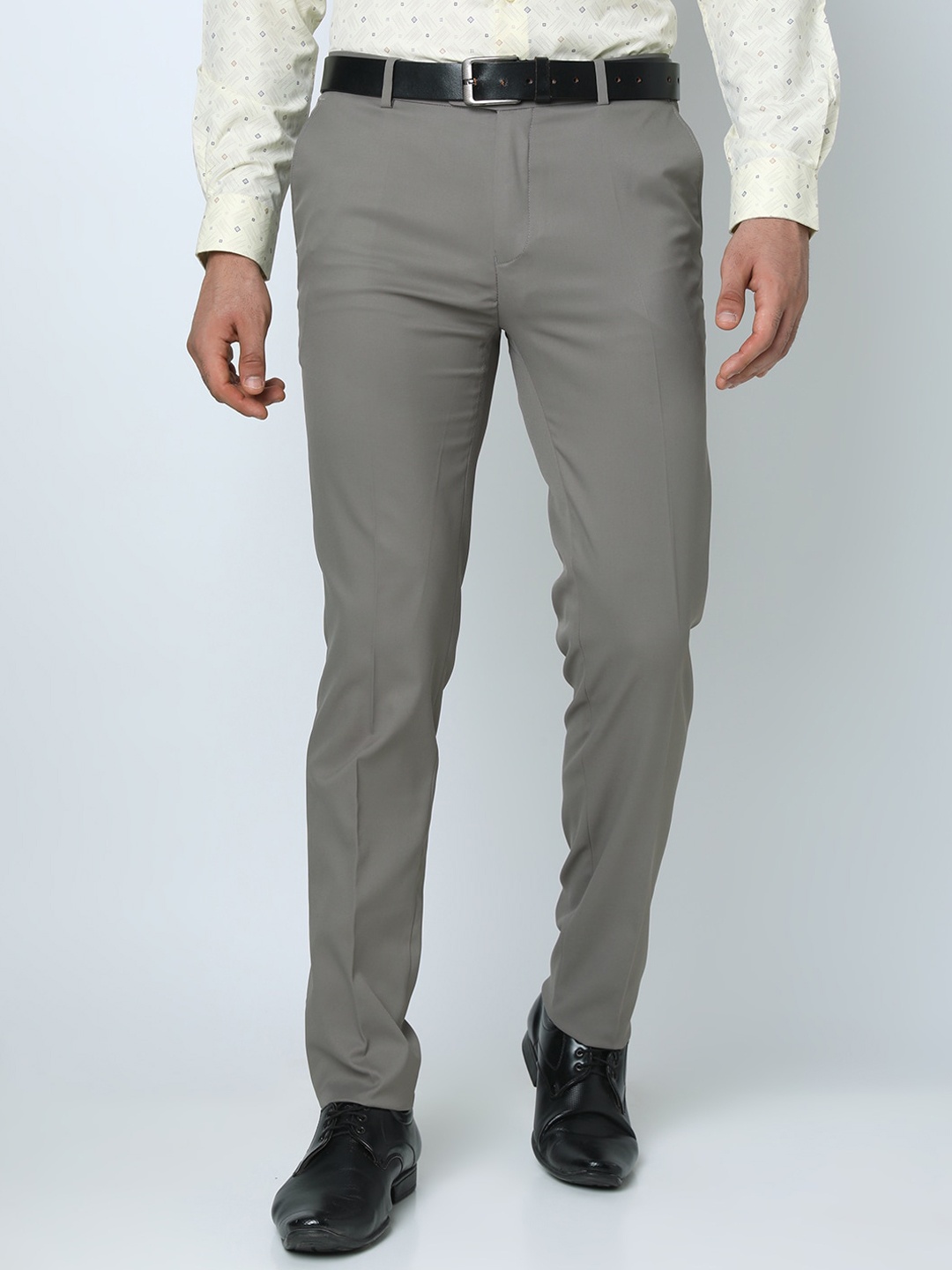 

INSPIRO Men Mid-Rise Flat-Front Formal Trousers, Grey