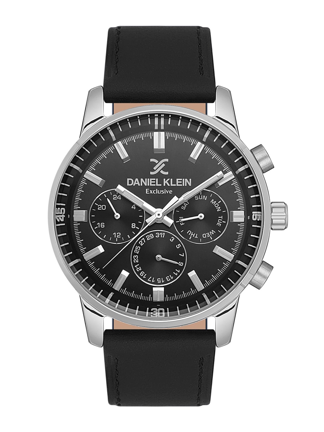 

Daniel Klein Men Leather Straps Analogue Multi Function Watch DK.1.13528-1, Black