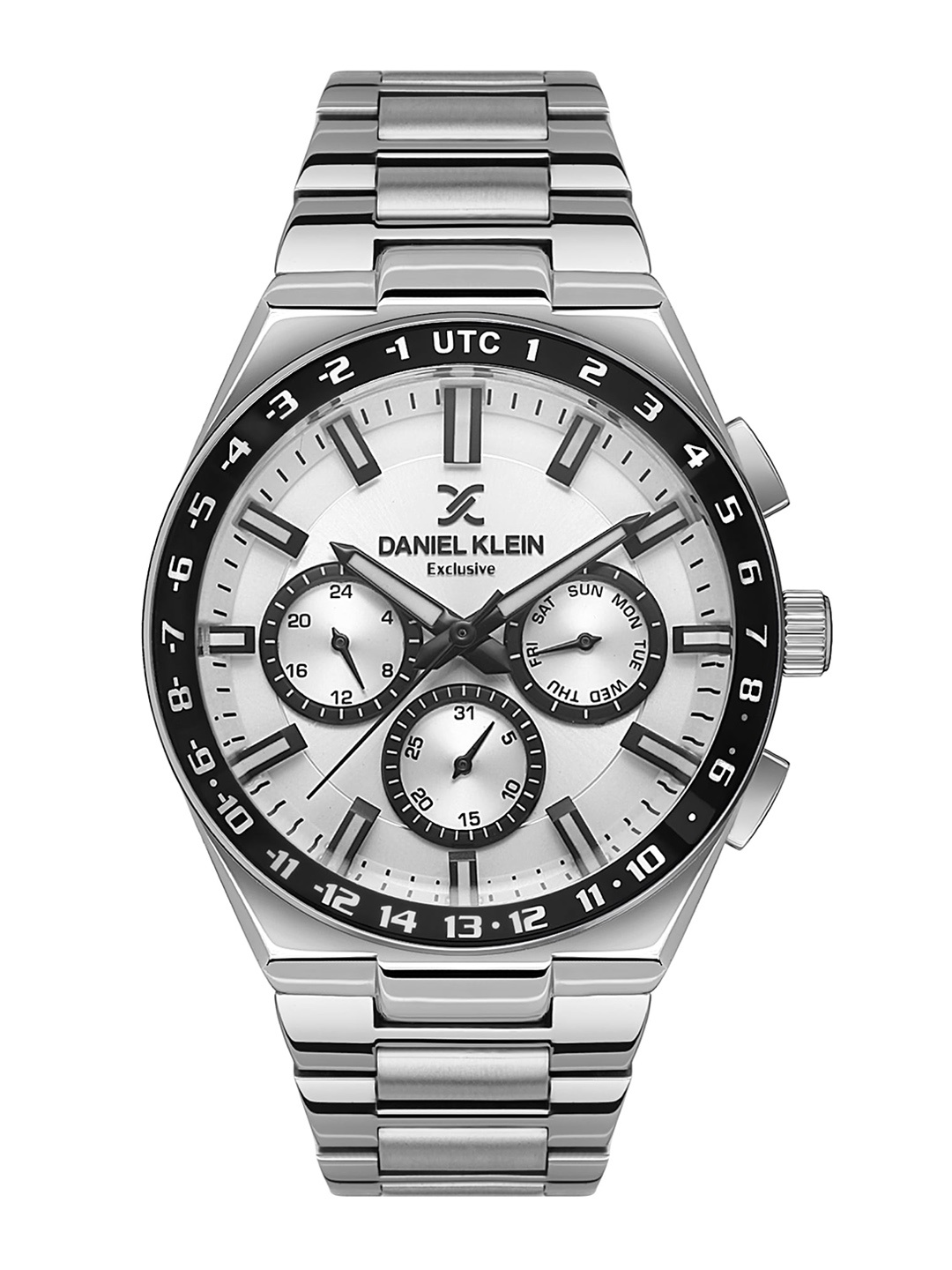 

Daniel Klein Men Textured Dial & Metal Straps Analogue Watch DK.1.13522-1, Silver