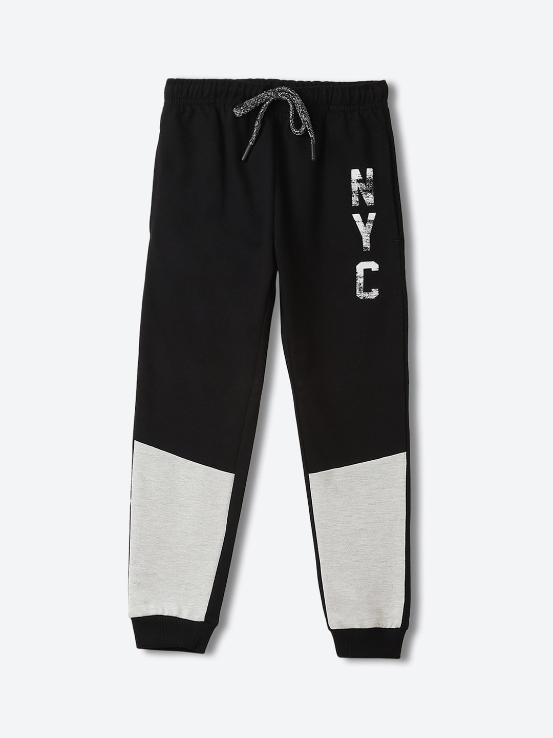 

2Bme Boys Typography Printed Cotton Track Pants, Black