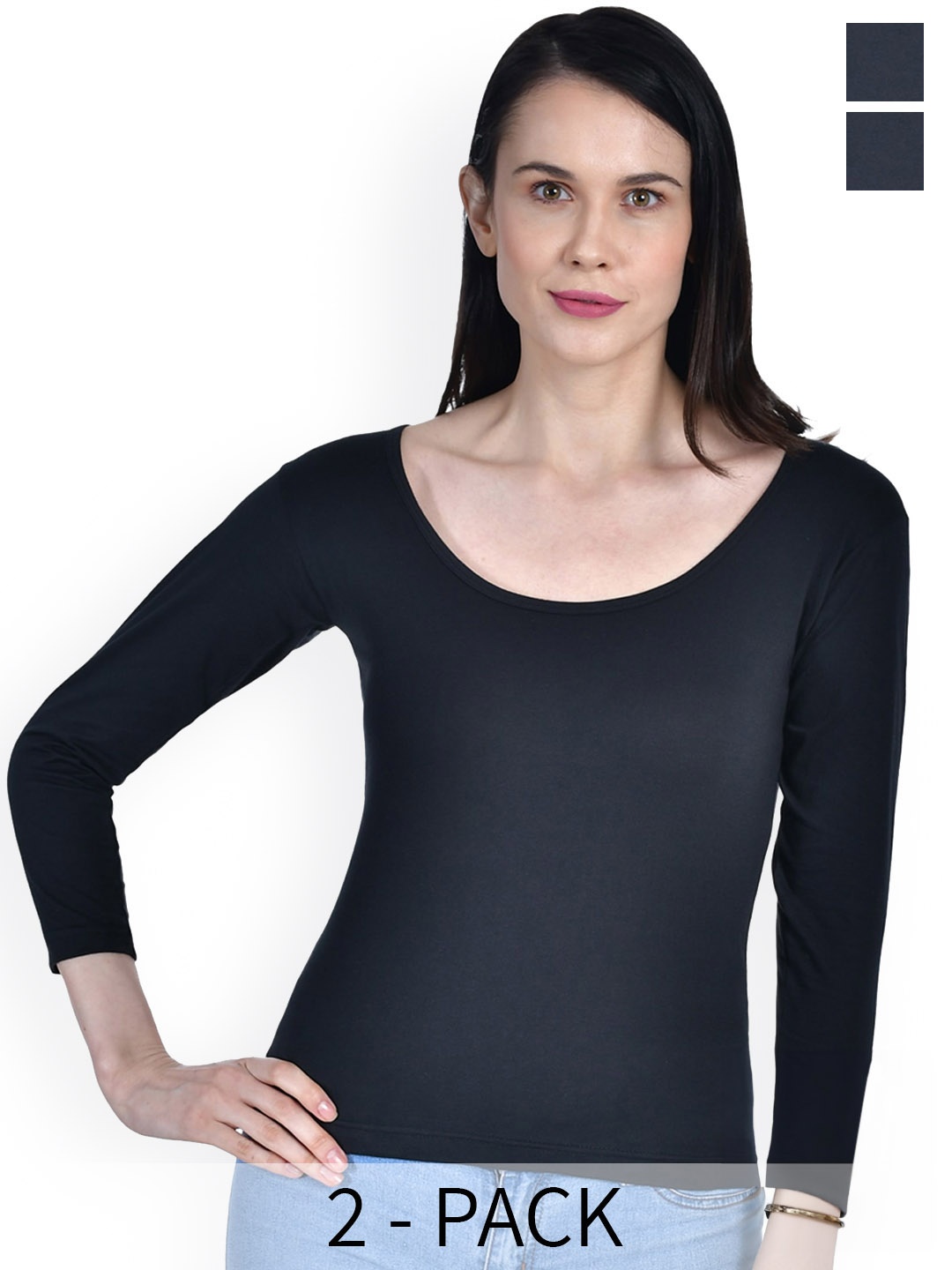 

Aimly Pack Of 2 Cotton Round Neck Camisole, Black