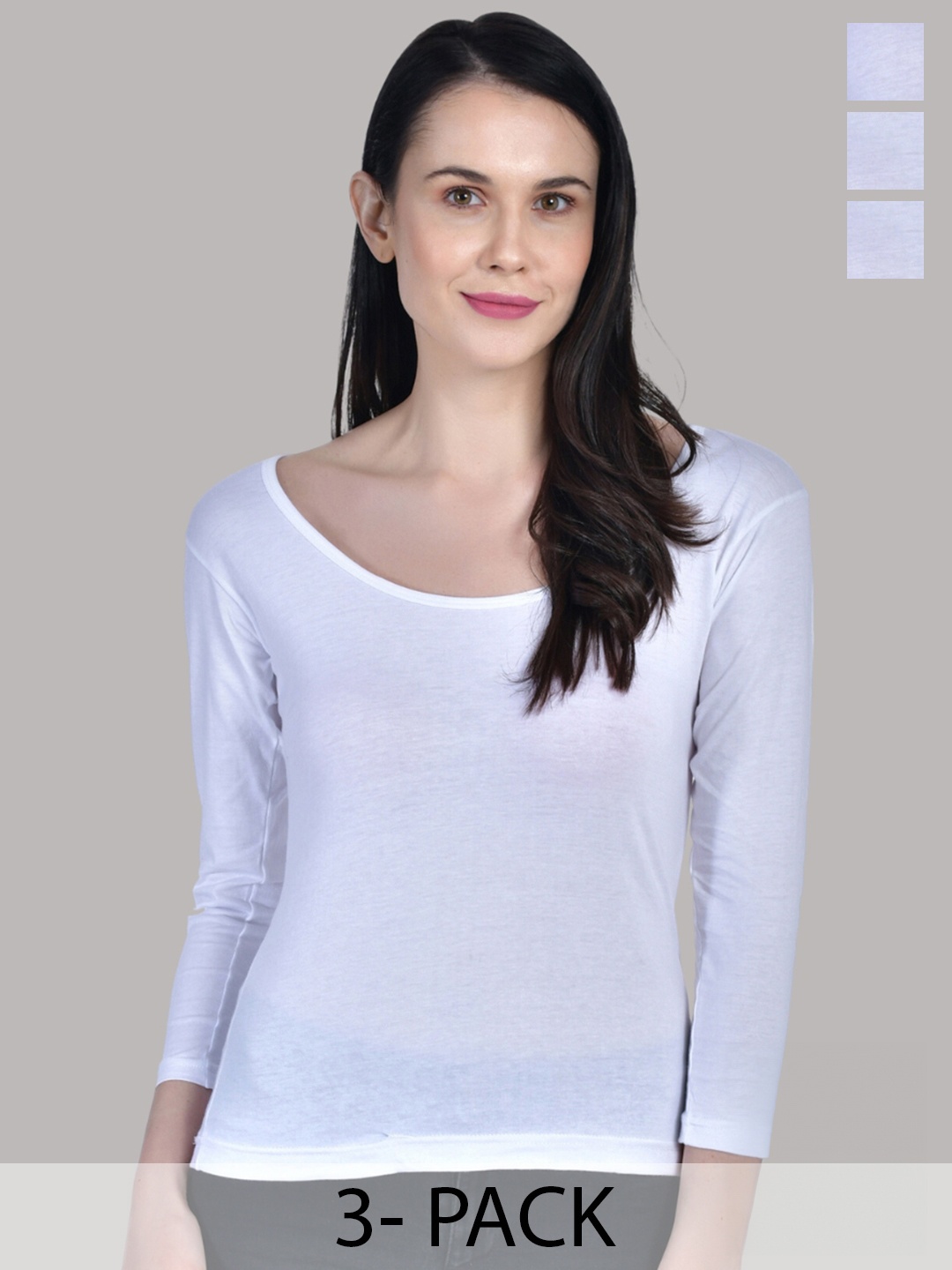 

Aimly Pack of 3 Three-Quarter Sleeves Non Padded Cotton Camisole, White