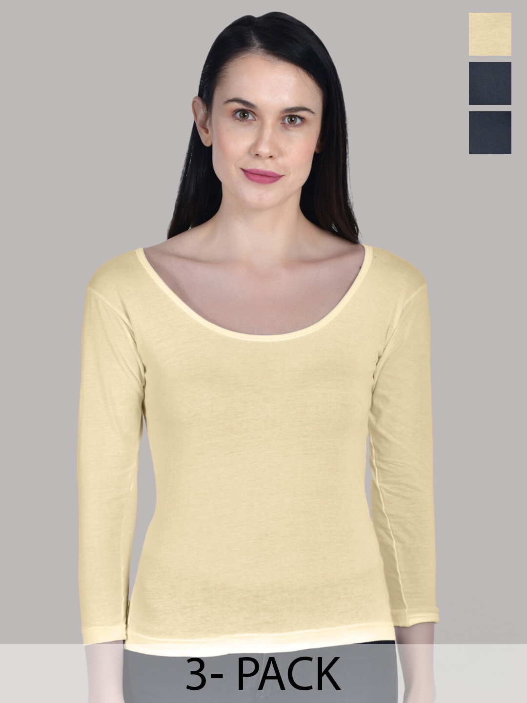 

Aimly Pack Of 3 Cotton Round Neck Camisole, Beige