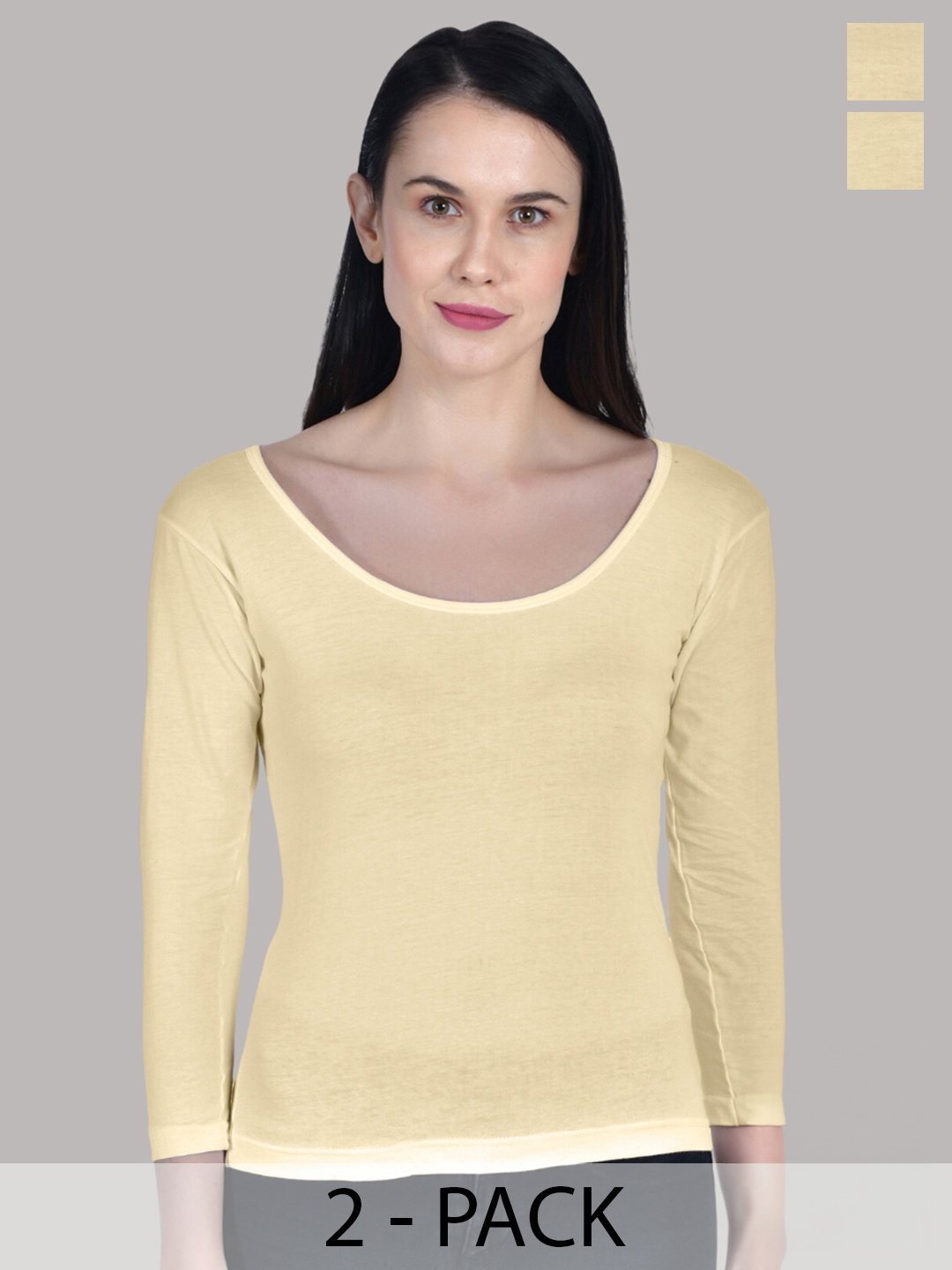 

Aimly Pack Of 2 Cotton Round Neck Camisole, Beige