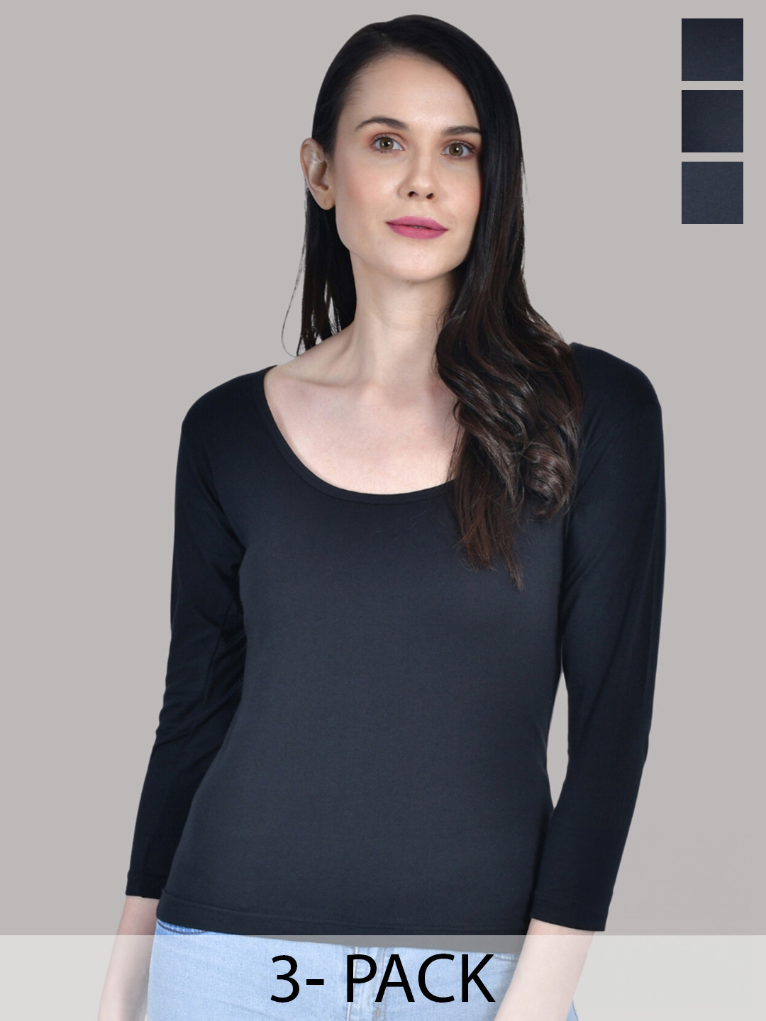 

Aimly Pack Of 3 Cotton Camisole Slip, Black