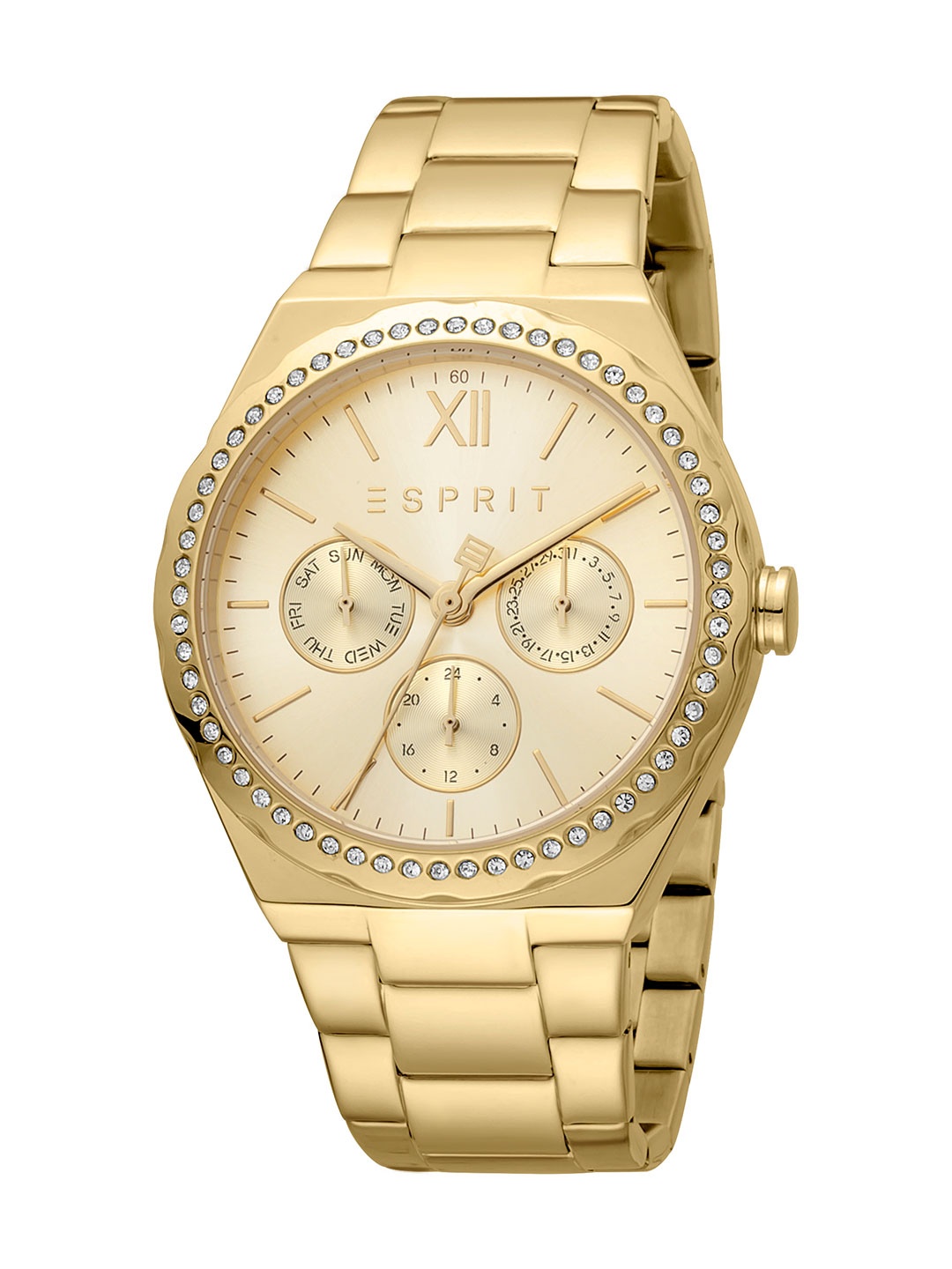 

ESPRIT Women Gold-Toned Embellished Dial & Gold Toned Stainless Steel Bracelet Style Straps Analogue Watch