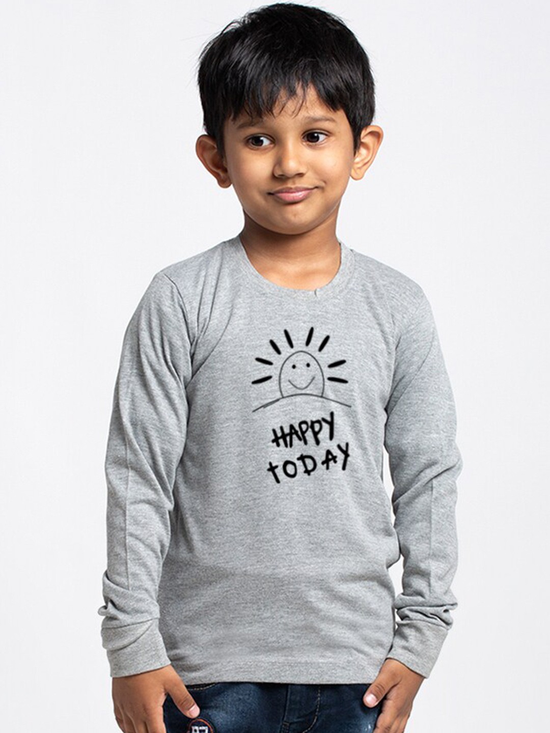 

Friskers Boys Typography Printed Pure Cotton T-shirt, Grey