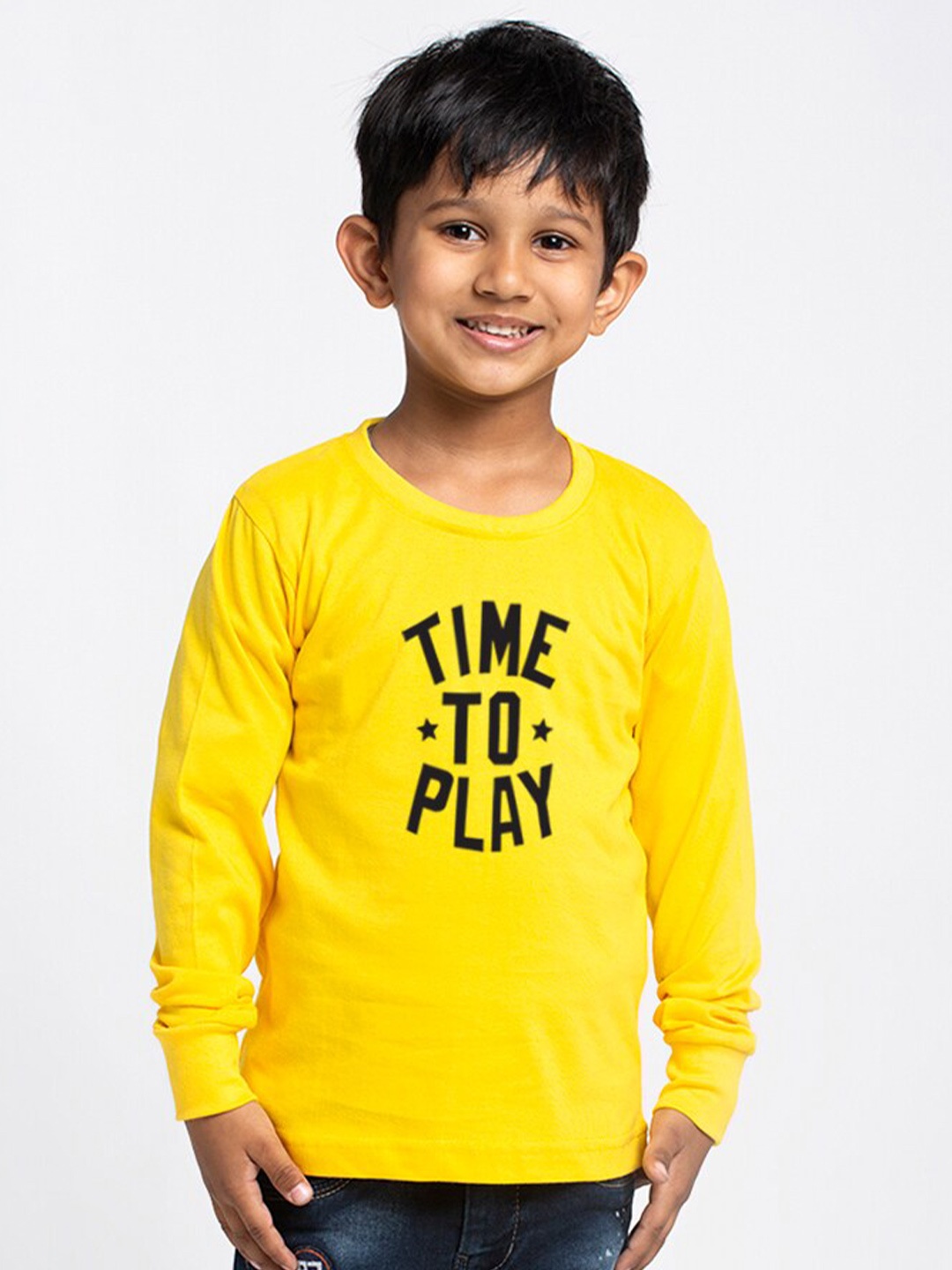 

Friskers Boys Typography Printed Bio Wash Pure Cotton T-shirt, Yellow