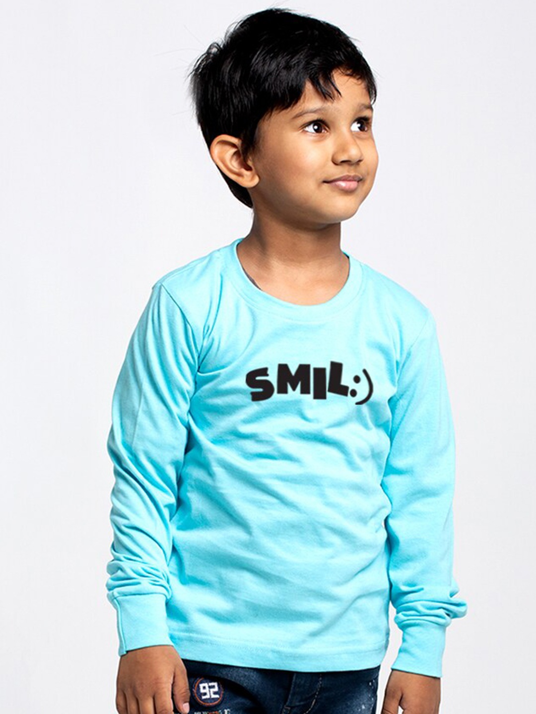 Friskers Boys Typography Printed Bio Wash Pure Cotton T-shirt, Turquoise blue