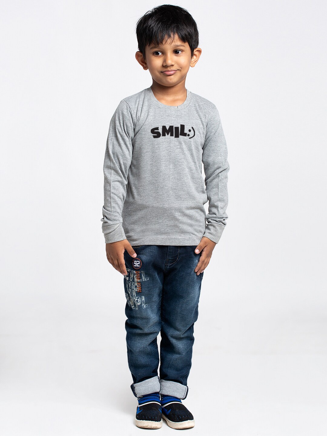 

Friskers Boys Typography Printed Bio Wash Pure Cotton T-shirt, Grey