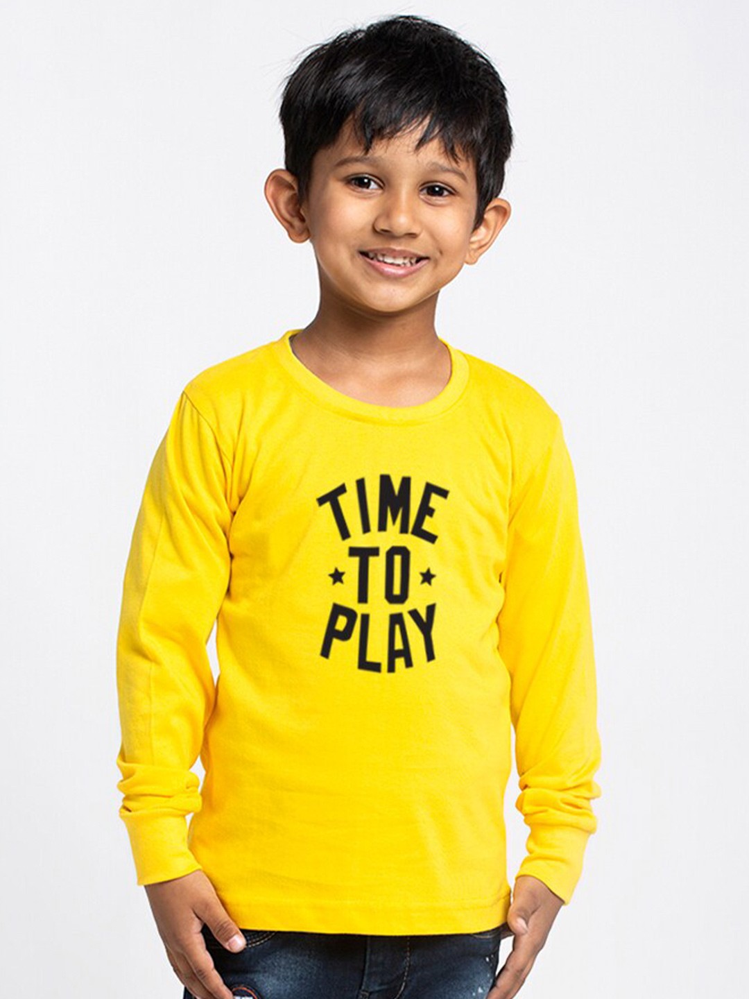 

Friskers Boys Typography Printed Bio Wash Pure Cotton T-shirt, Yellow