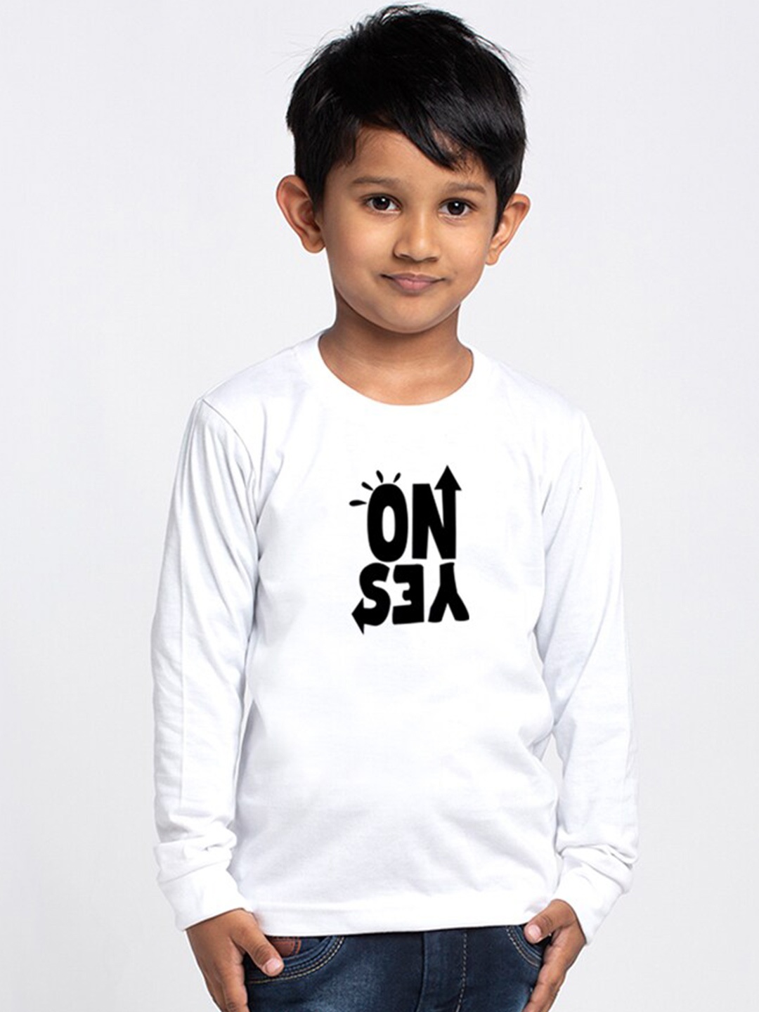 

Friskers Boys Typography Printed Long Sleeves Pure Cotton T-shirt, White