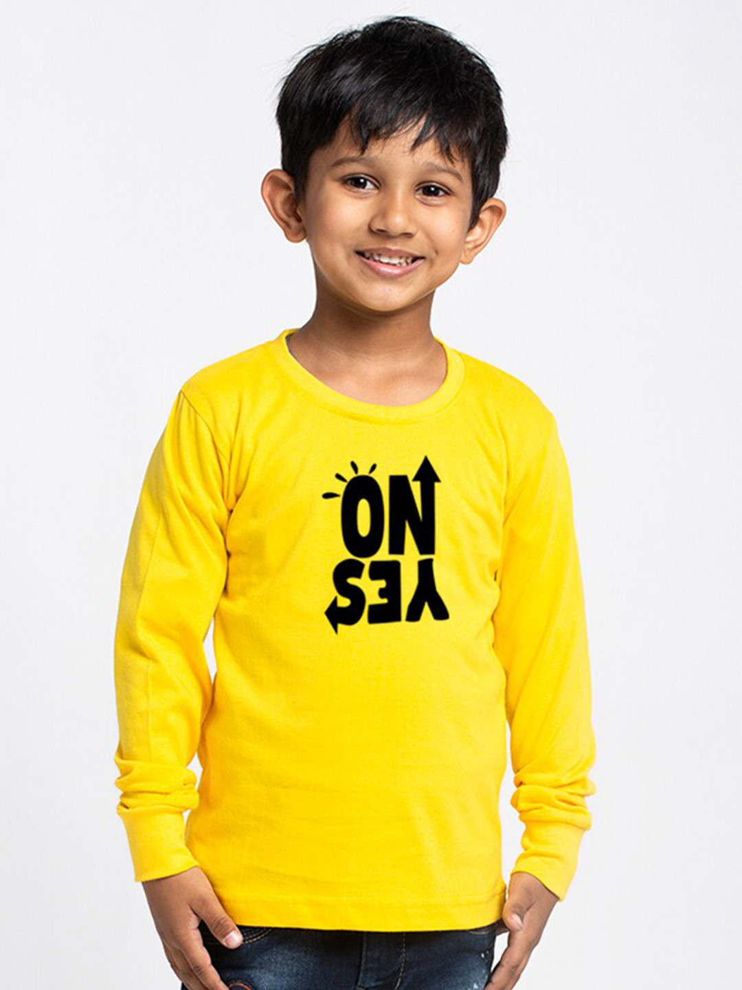 

Friskers Boys Typography Printed Pure Cotton T-shirt, Yellow