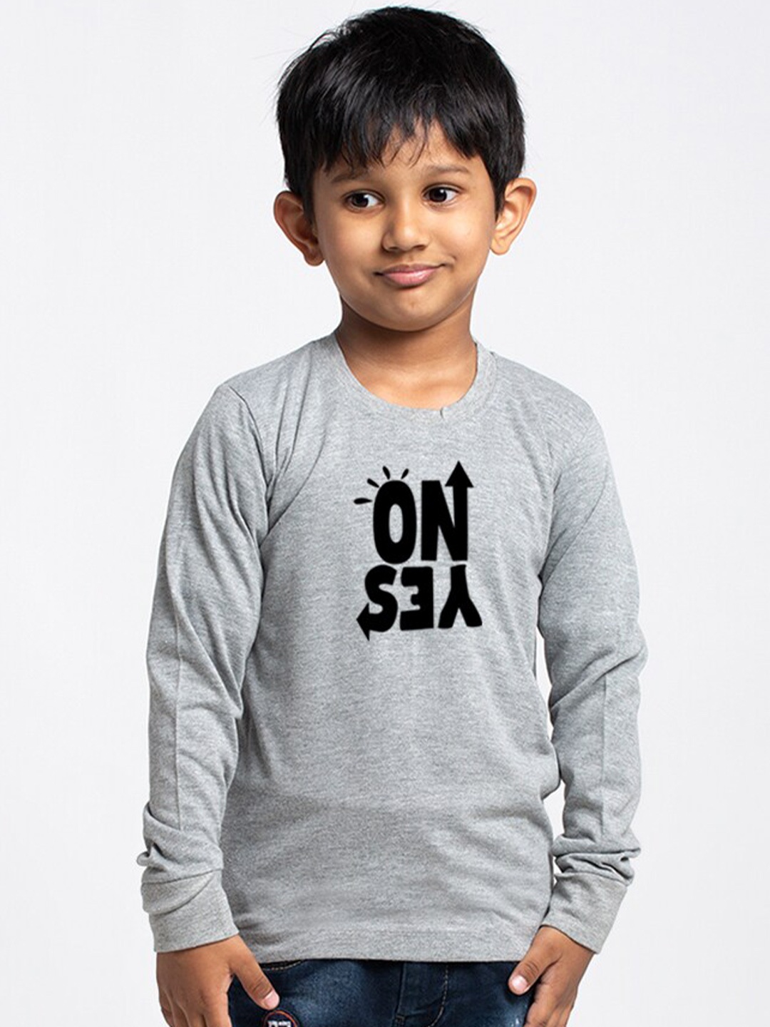 

Friskers Boys Typography Printed Pure Cotton T-shirt, Grey