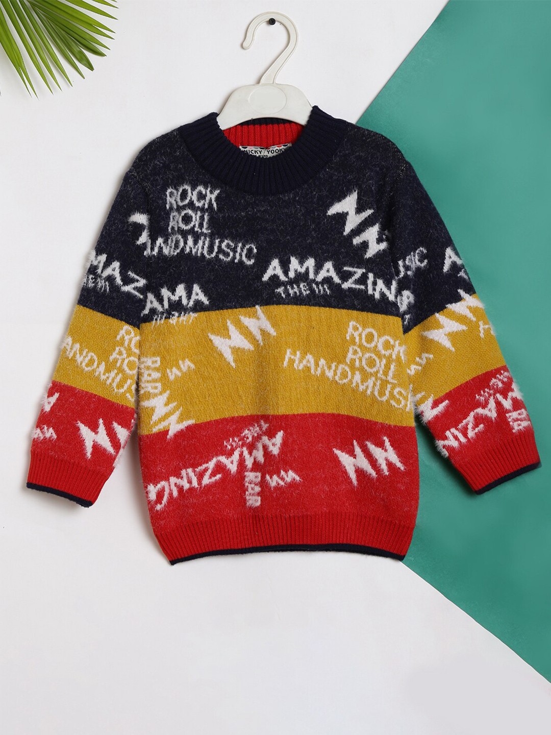 

V-Mart Boys Colourblocked Acrylic Pullover Sweater, Red