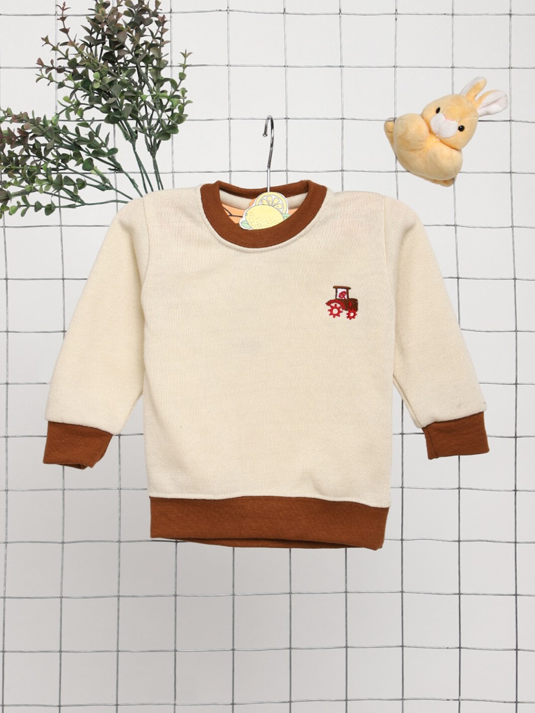 

V-Mart Kids Round Neck Long Sleeves Acrylic Pullover Sweater, Beige