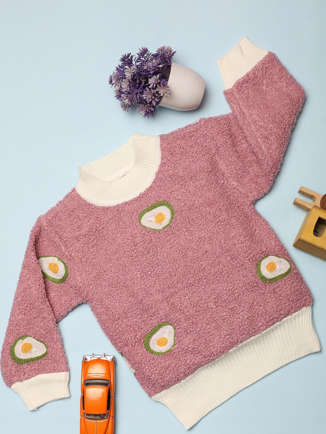 

V-Mart Infants Conversational Printed High Neck Acrylic Pullover, Mauve