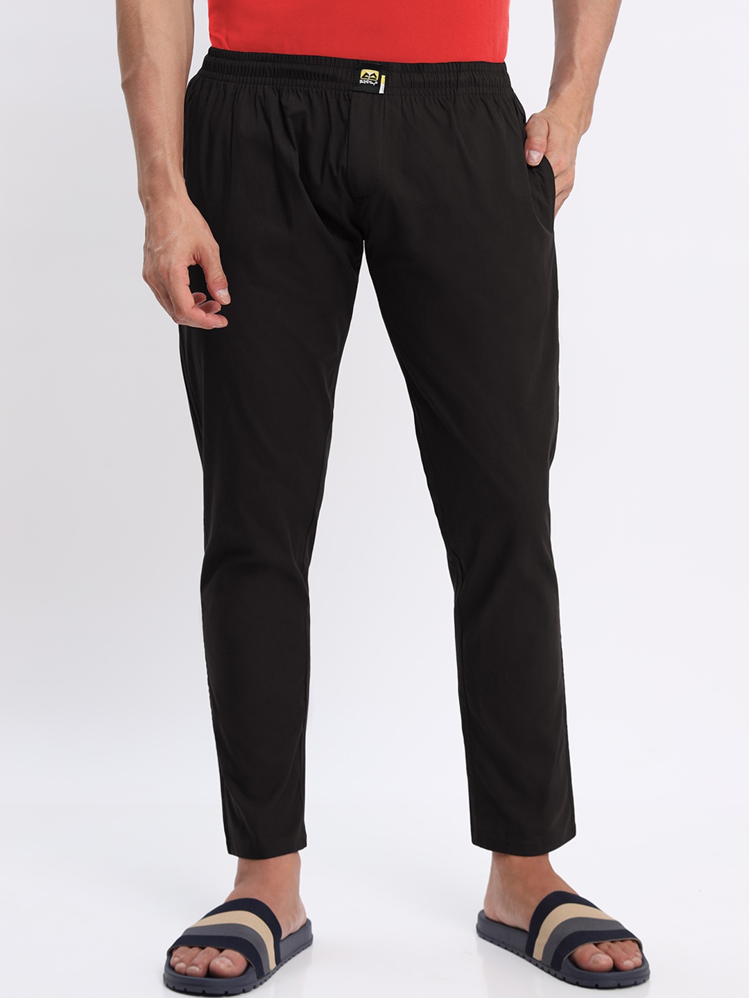

Beyoung Men Pure Cotton Lounge Pants, Black