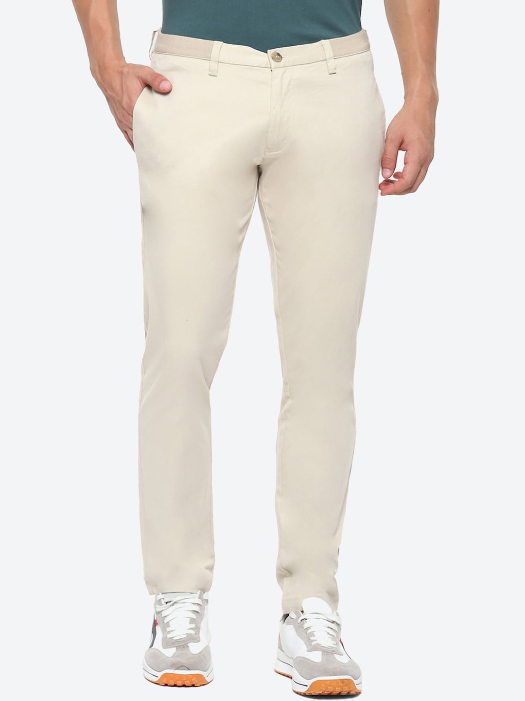 

2Bme Men Slim Fit Cotton Chinos Trousers, Beige