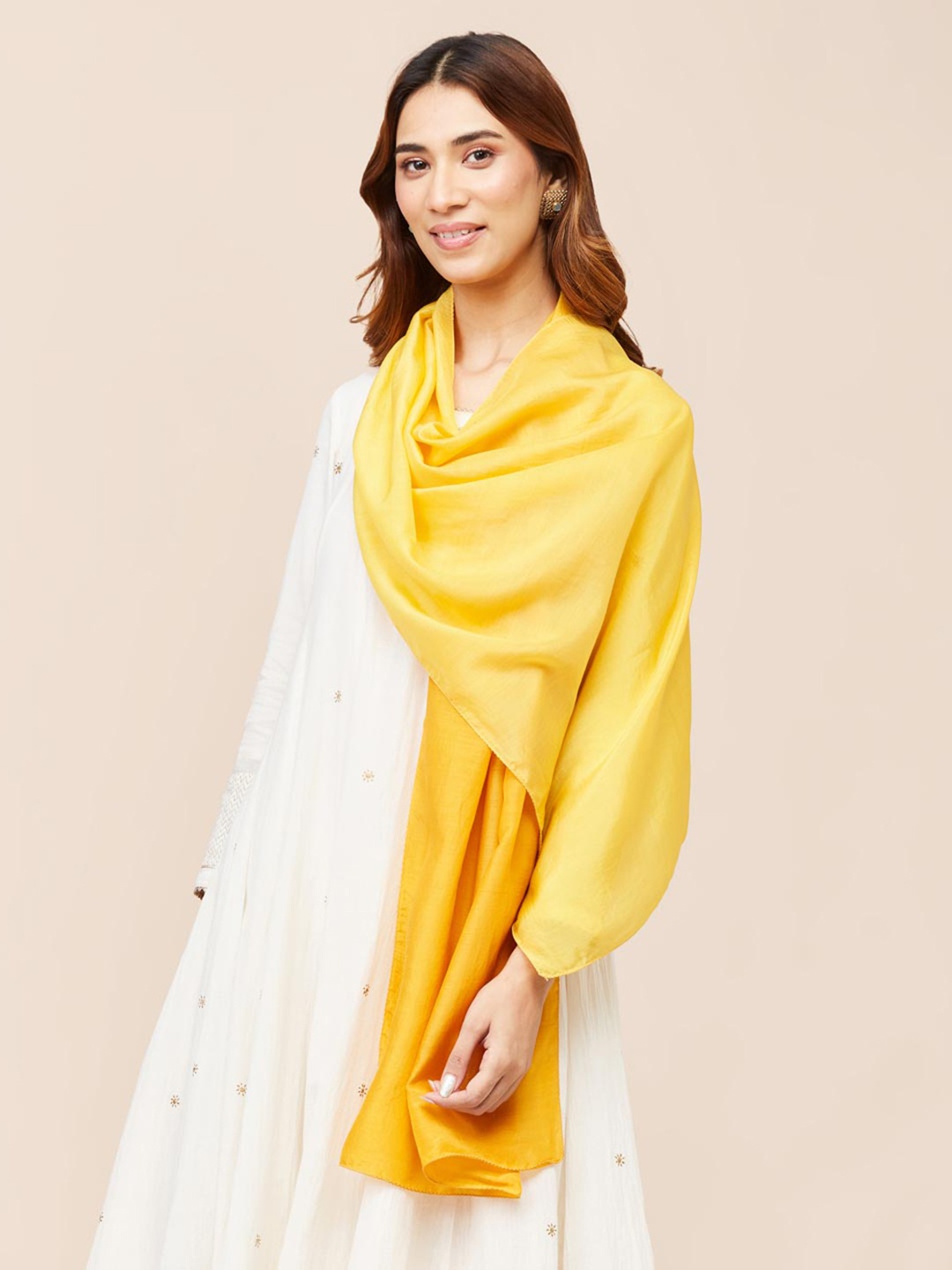 

Fabindia Viscose Rayon Woven Stole, Mustard