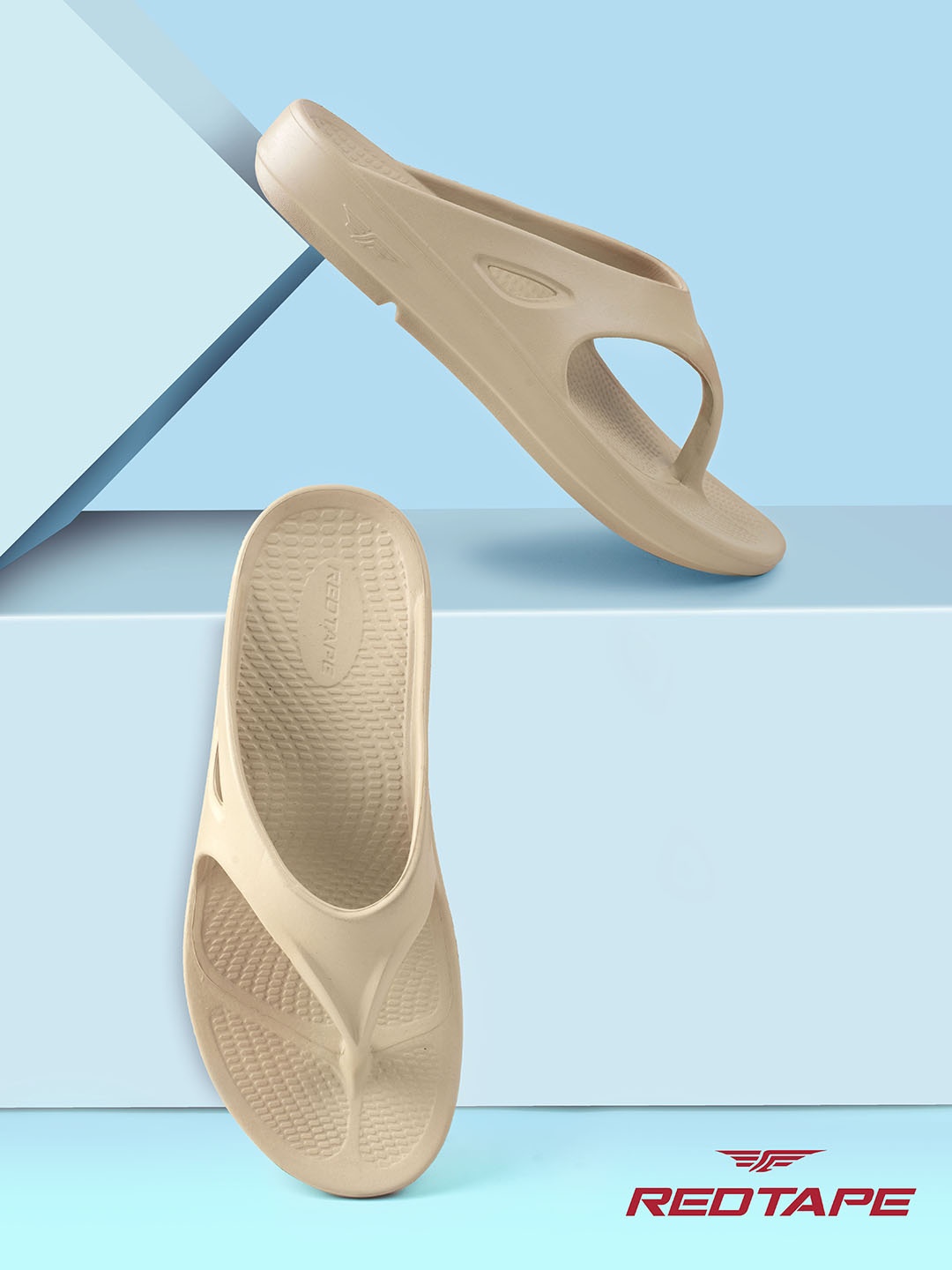 

Red Tape Men Lightweight Rubber Thong Flip-Flops, Beige