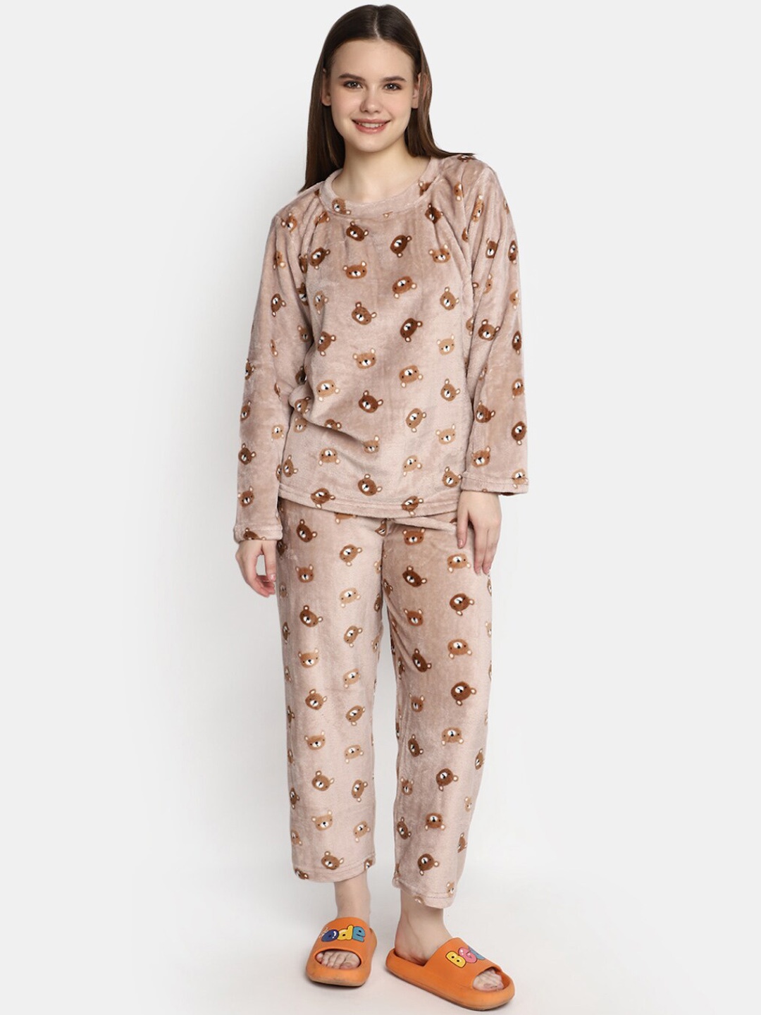 

V-Mart Graphic Printed Pure Cotton Night suit, Brown