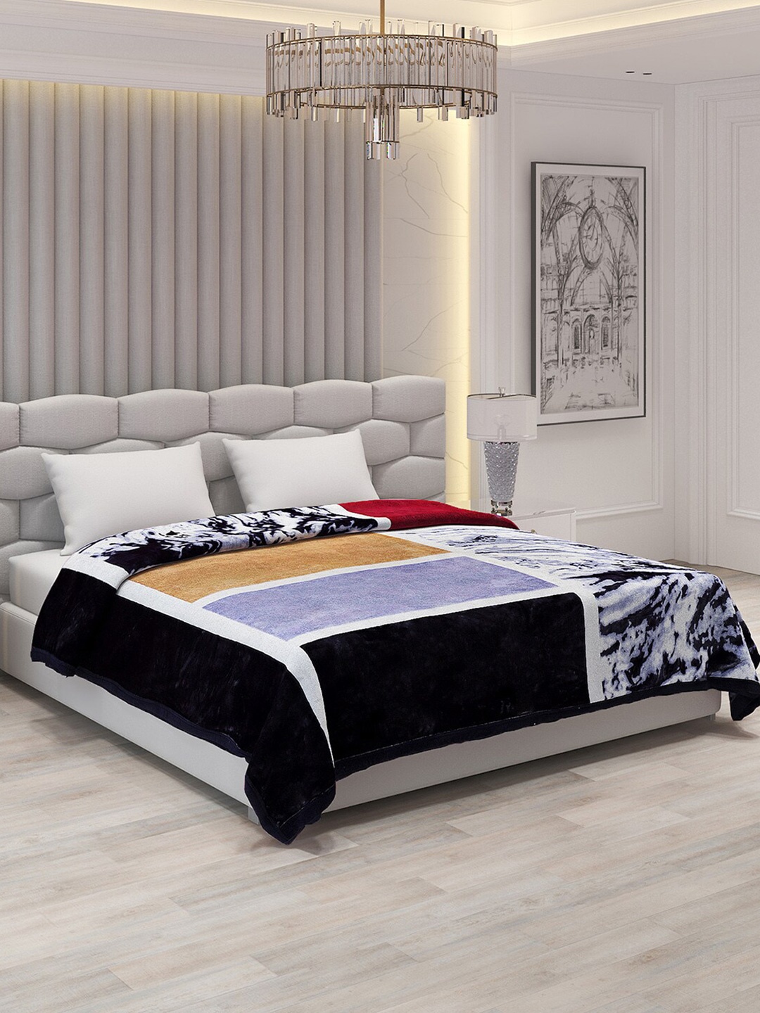 

Monte Carlo Blue & White Geometric Heavy Winter Double Bed Blanket