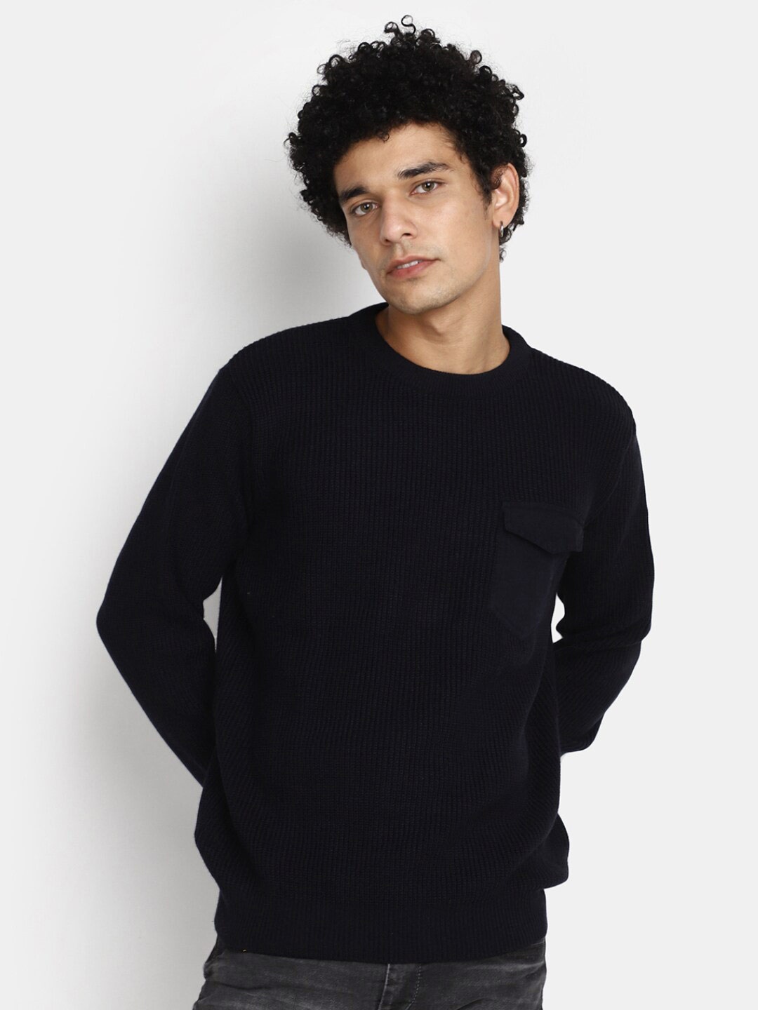 

V-Mart Striped Cotton Pullover, Blue