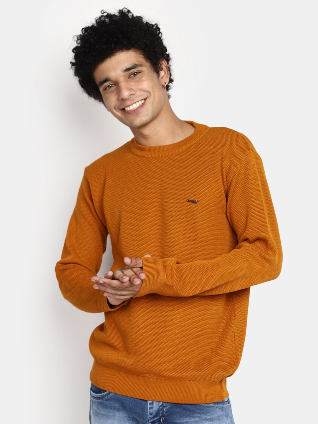 

V-Mart Round Neck Pullover Sweater, Orange